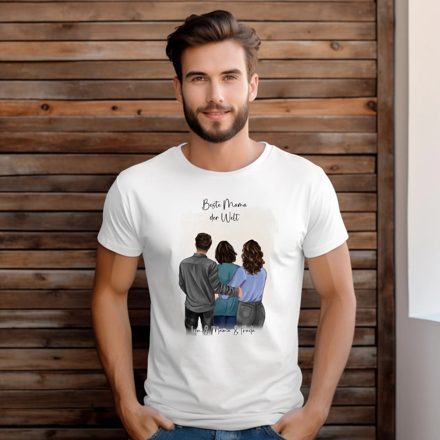 Mutter mit Sohn & Tochter/Töchter T-Shirt (3-4 Personen)