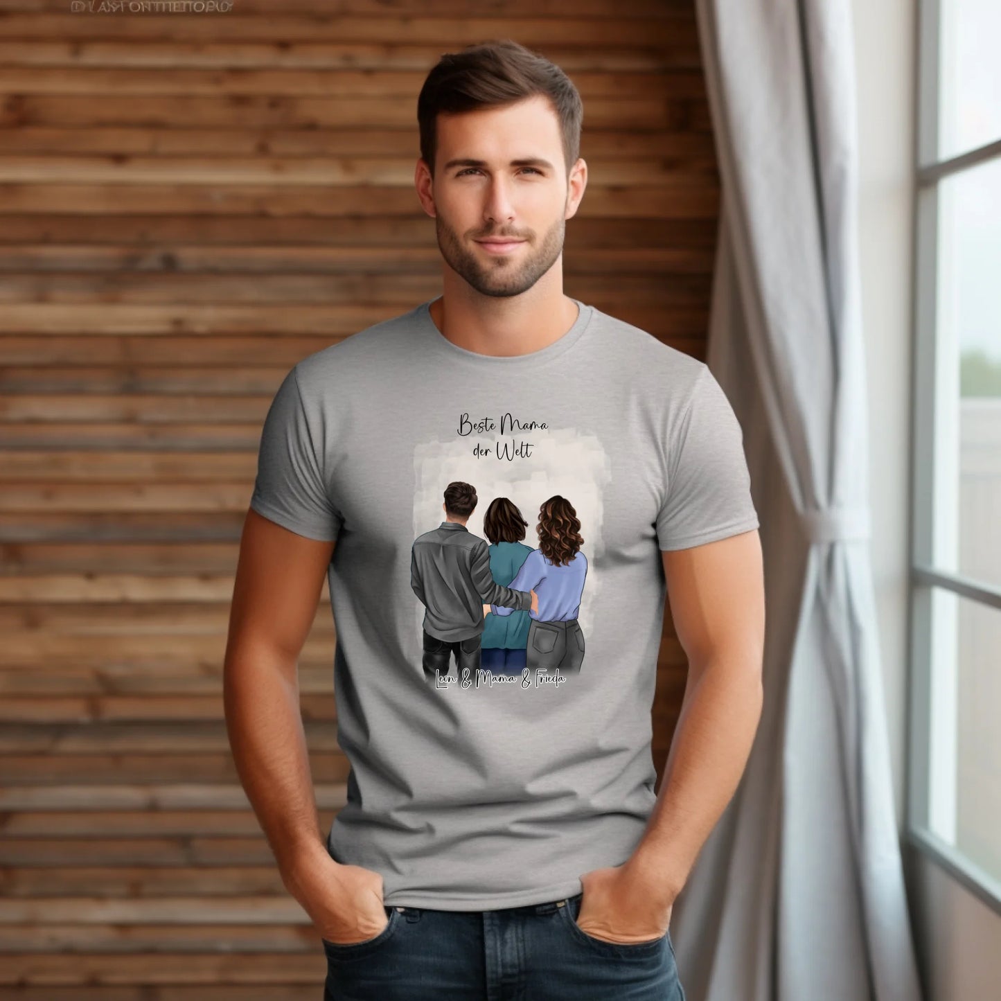 Mutter mit Sohn & Tochter/Töchter T-Shirt (3-4 Personen)