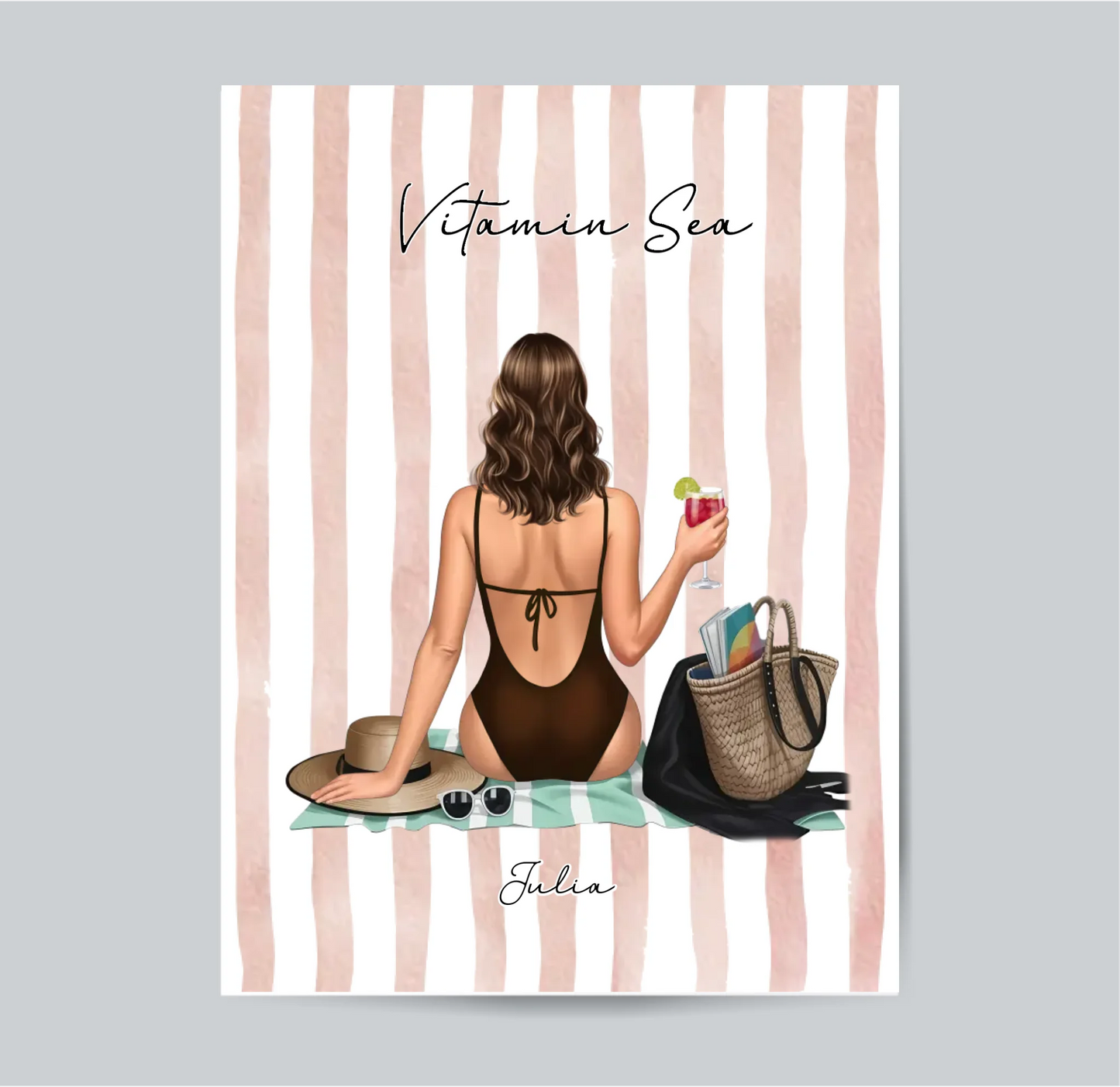 Frau am Strand Poster
