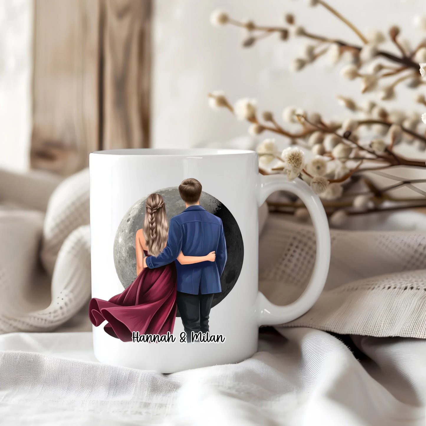 Paar mit Mondphase Tasse