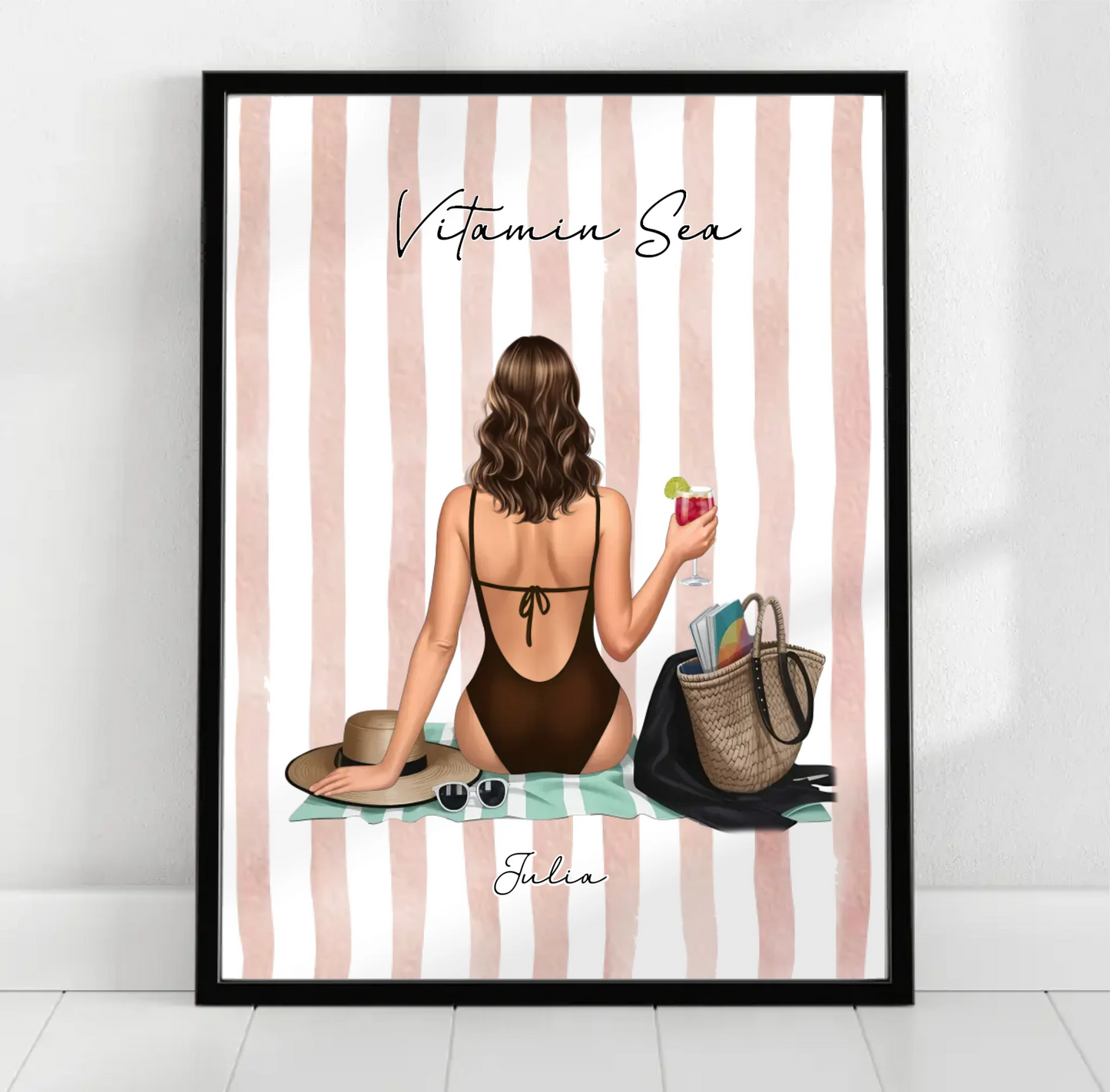 Frau am Strand Poster