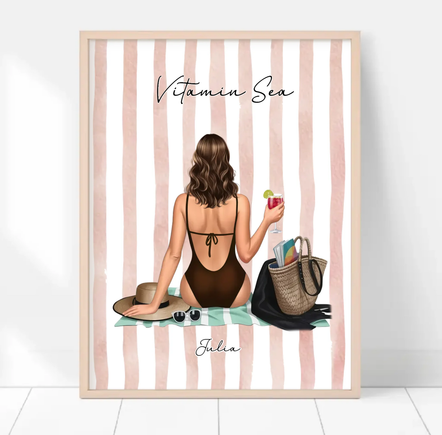 Frau am Strand Poster