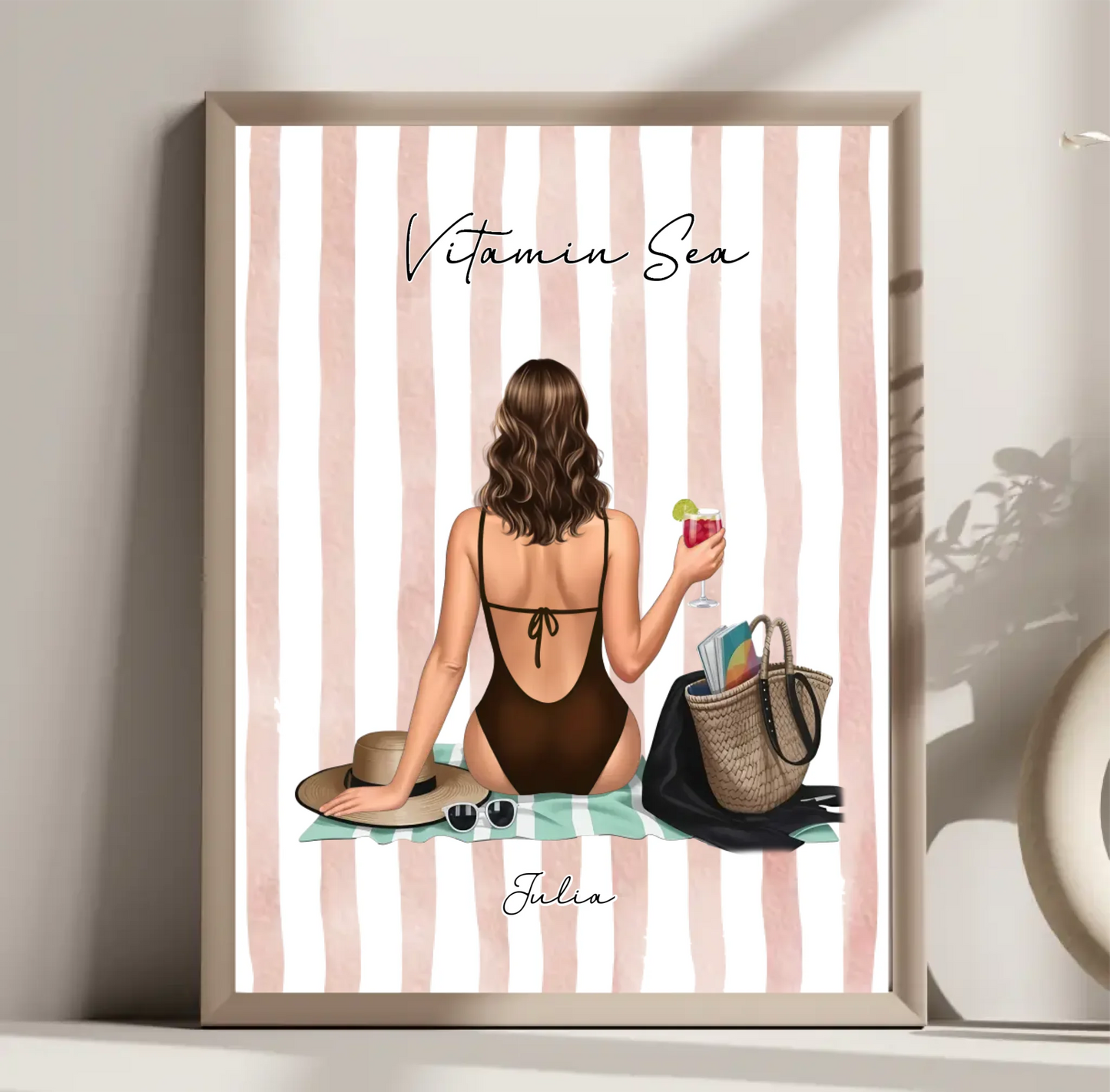 Frau am Strand Poster