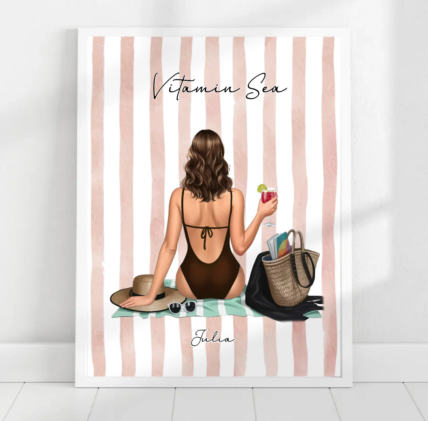 Frau am Strand Poster