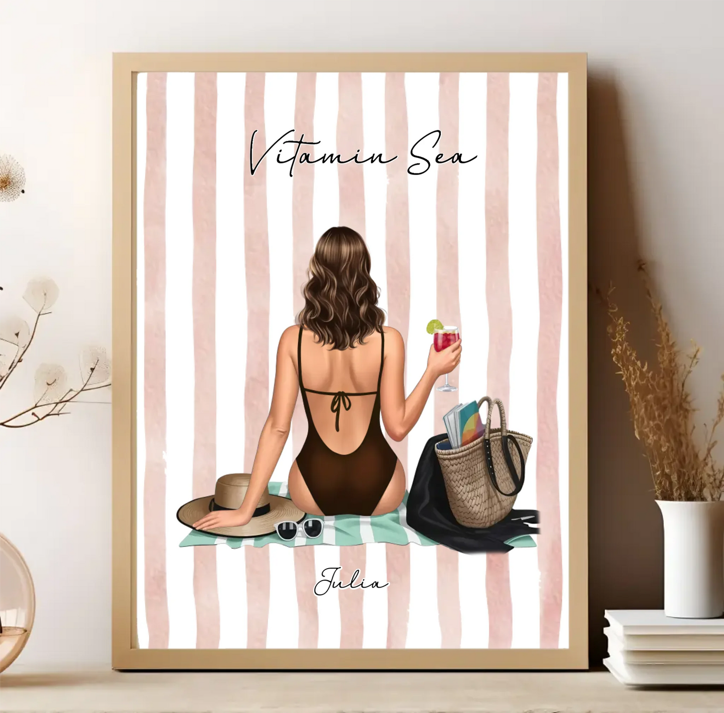 Frau am Strand Poster