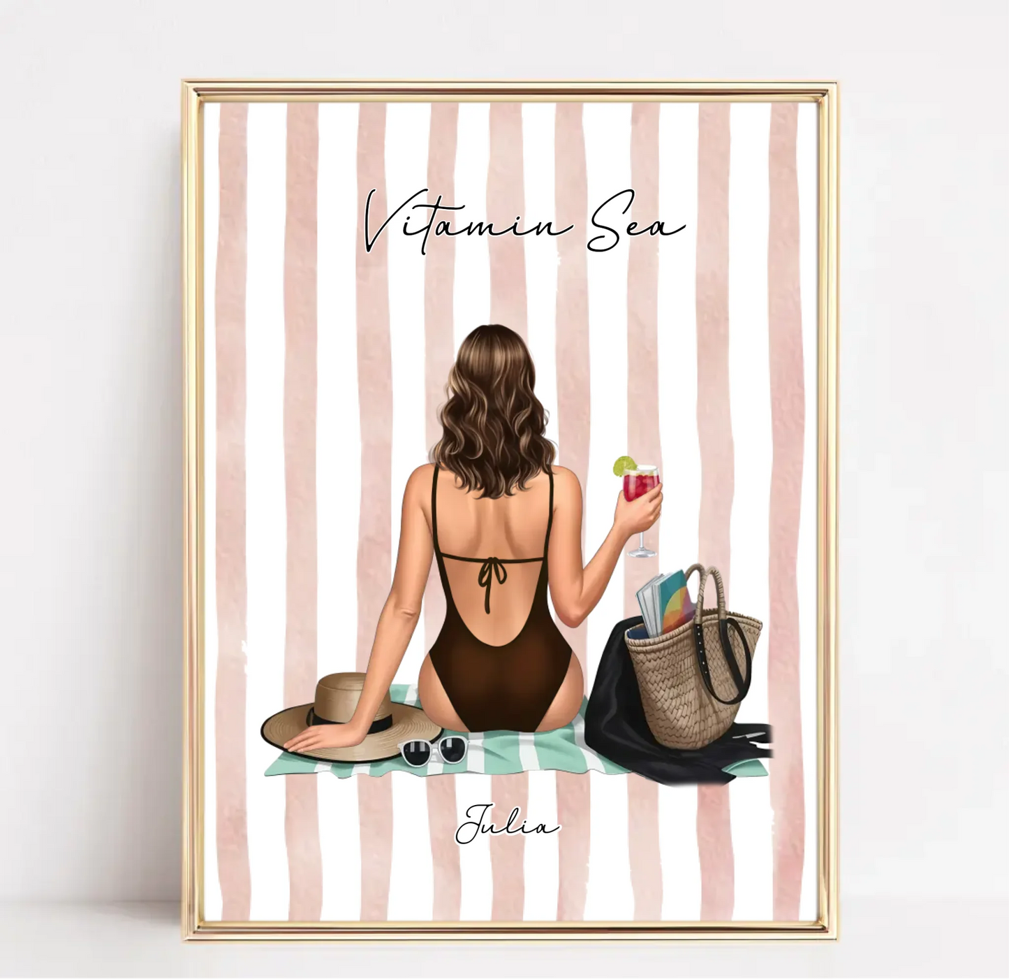 Frau am Strand Poster