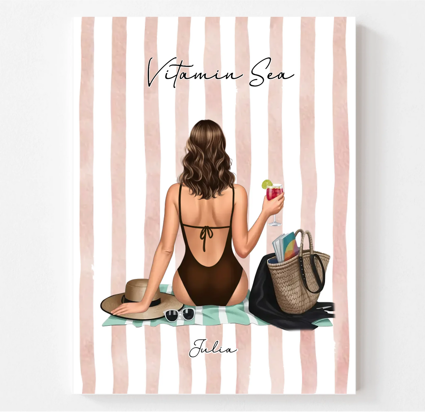 Frau am Strand Poster