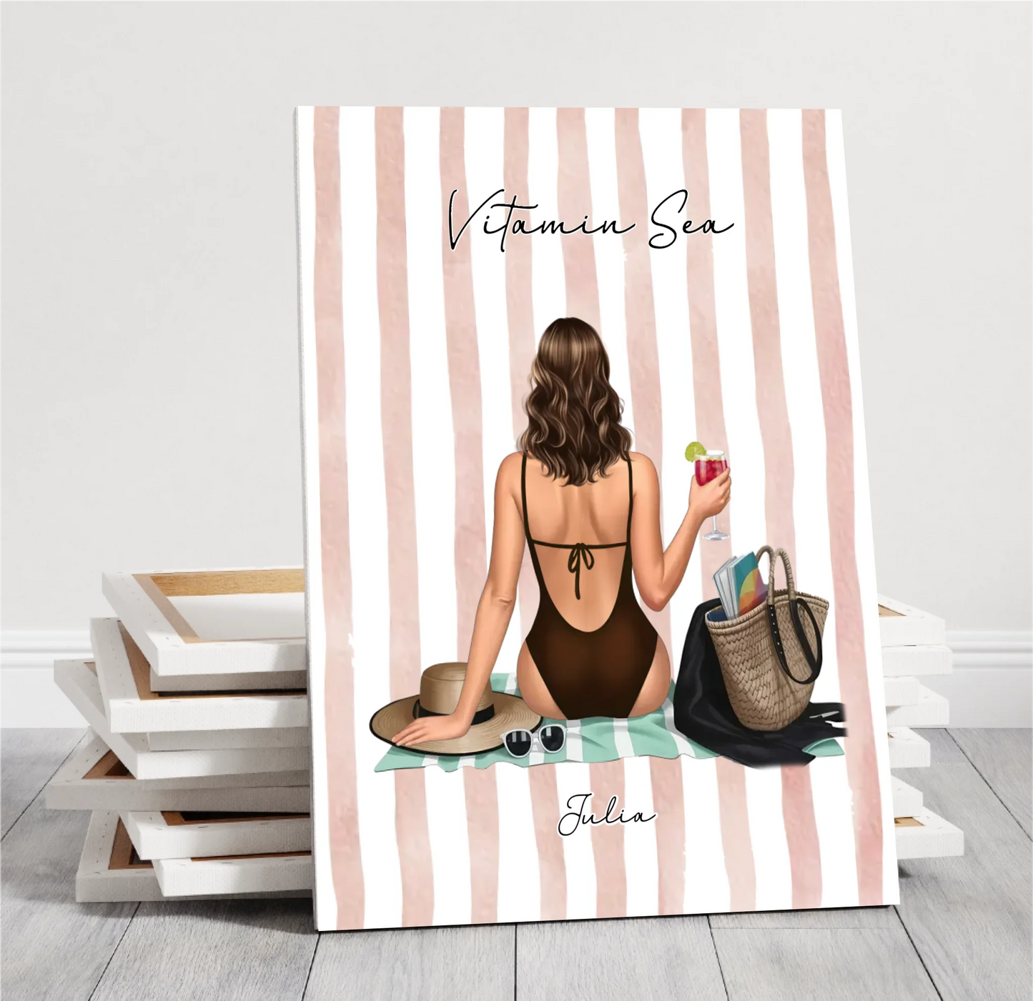 Frau am Strand Poster