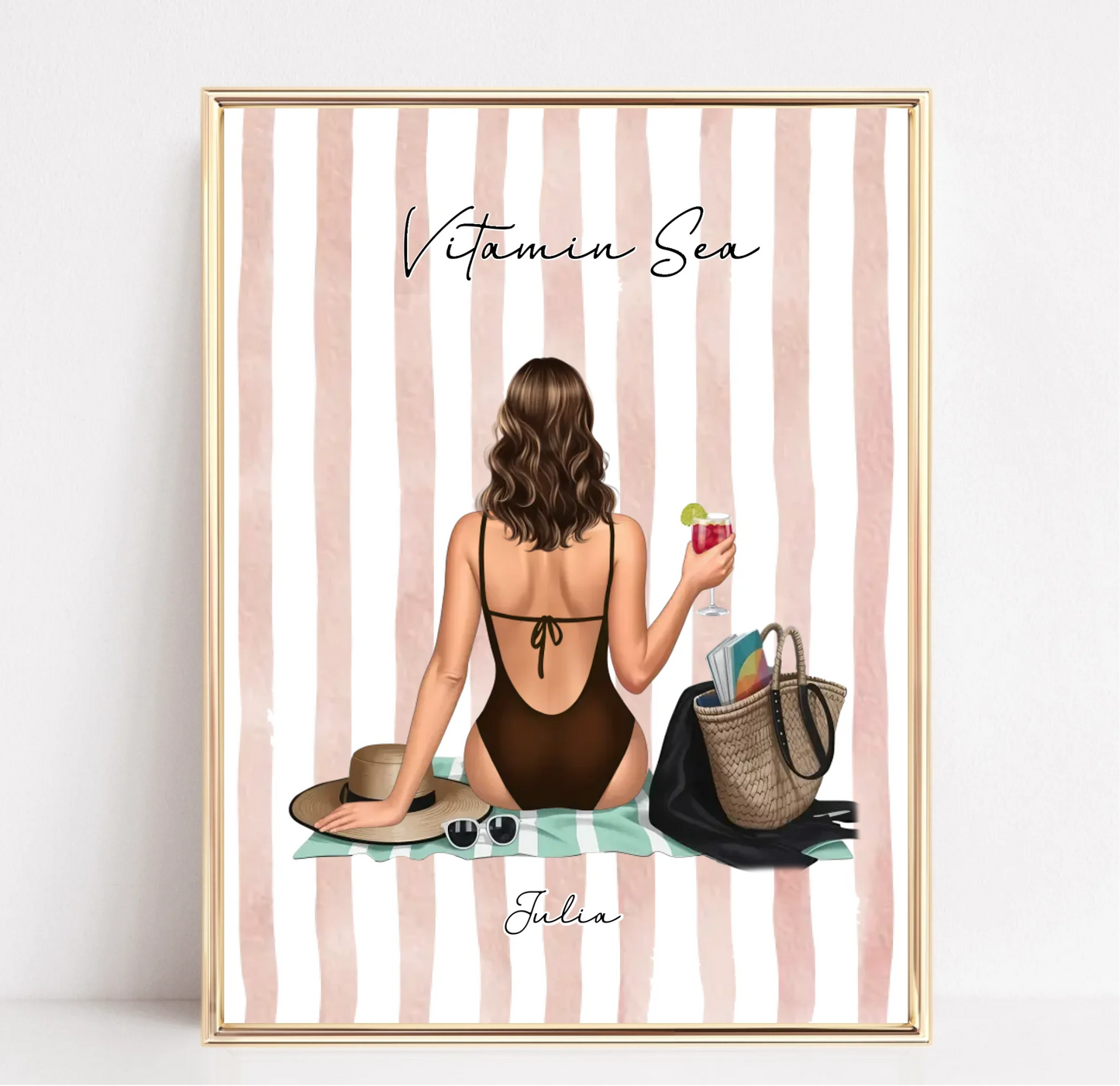 Frau am Strand Poster
