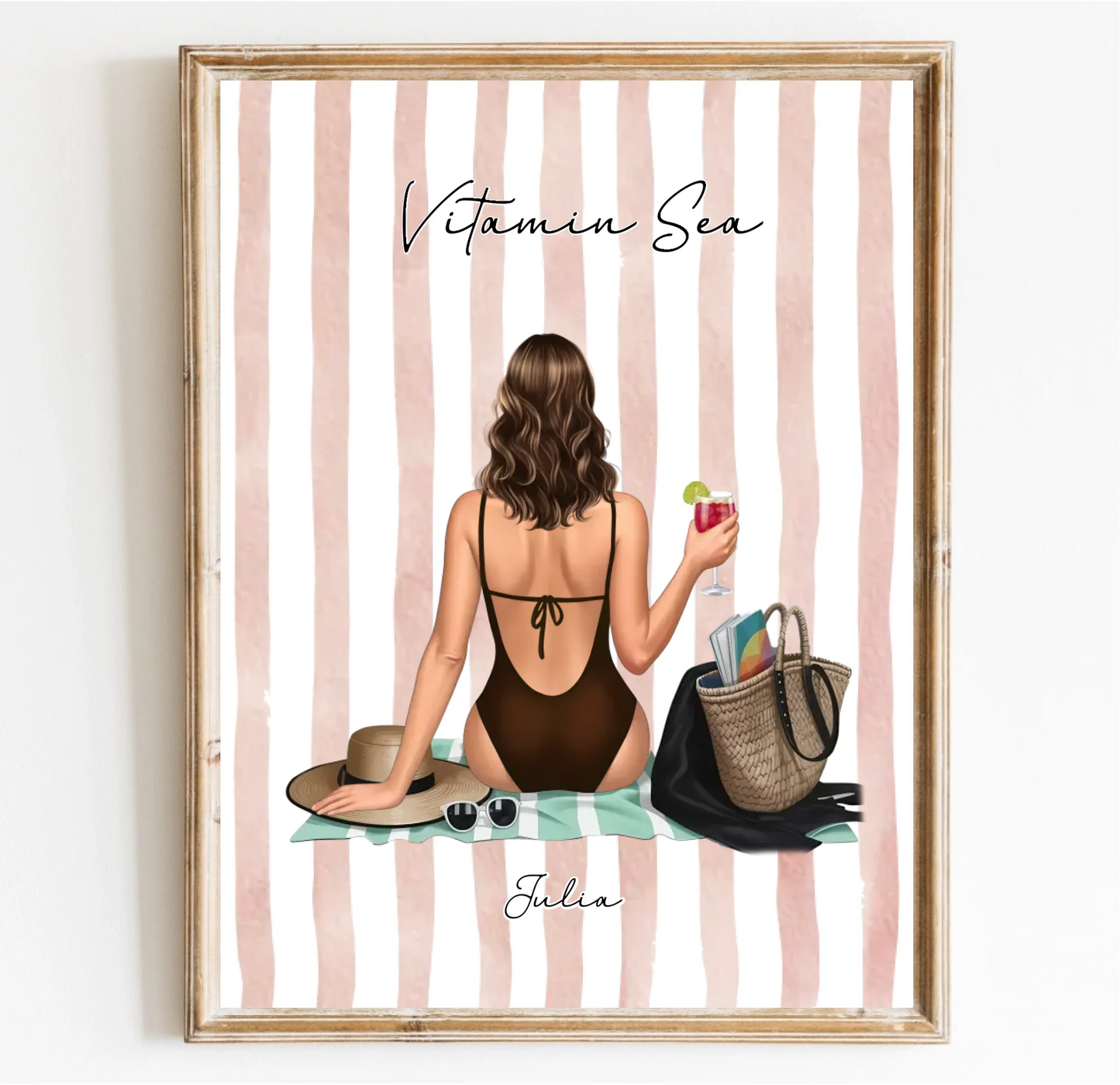 Frau am Strand Poster