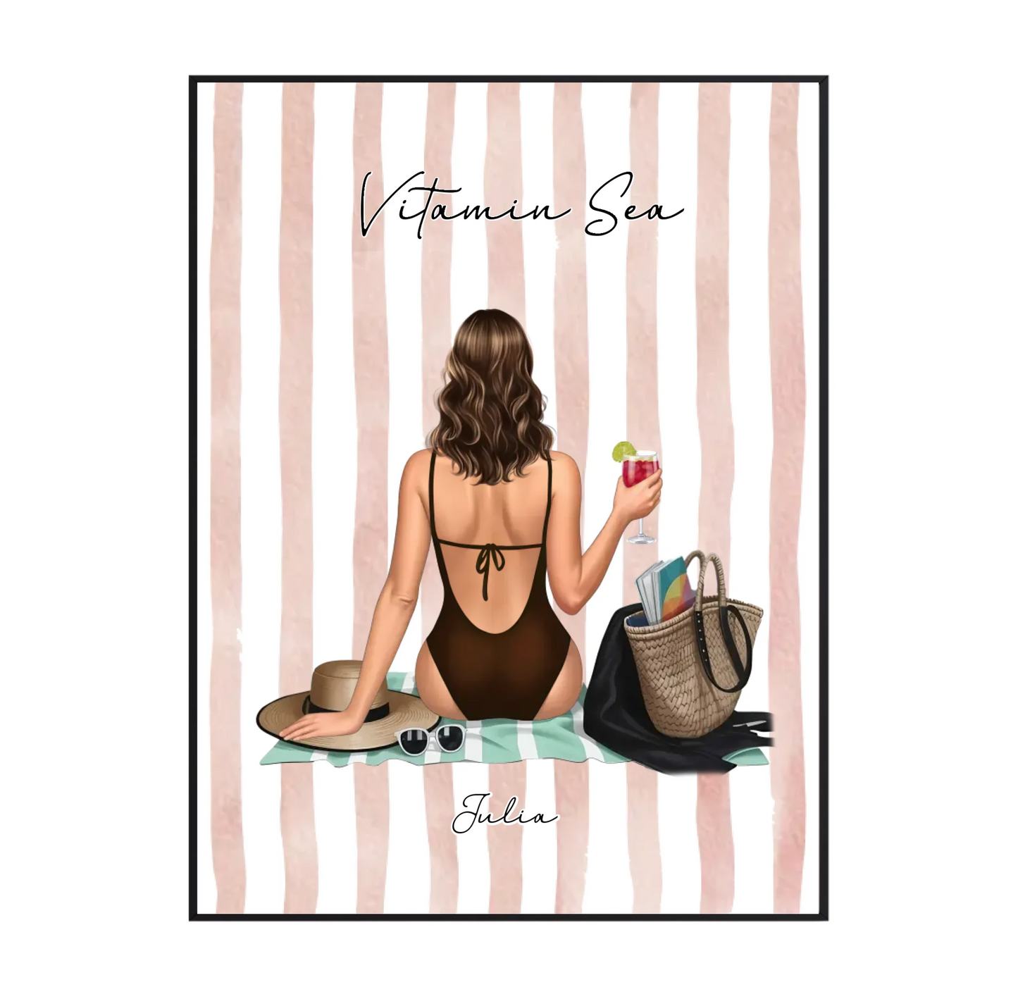 Frau am Strand Poster