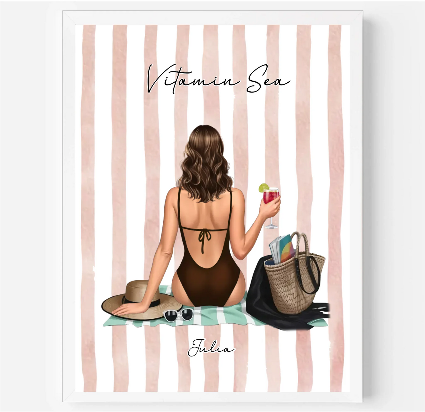 Frau am Strand Poster