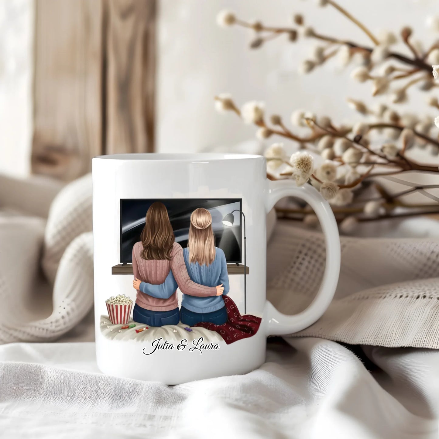 Filmabend Freundinnen Tasse