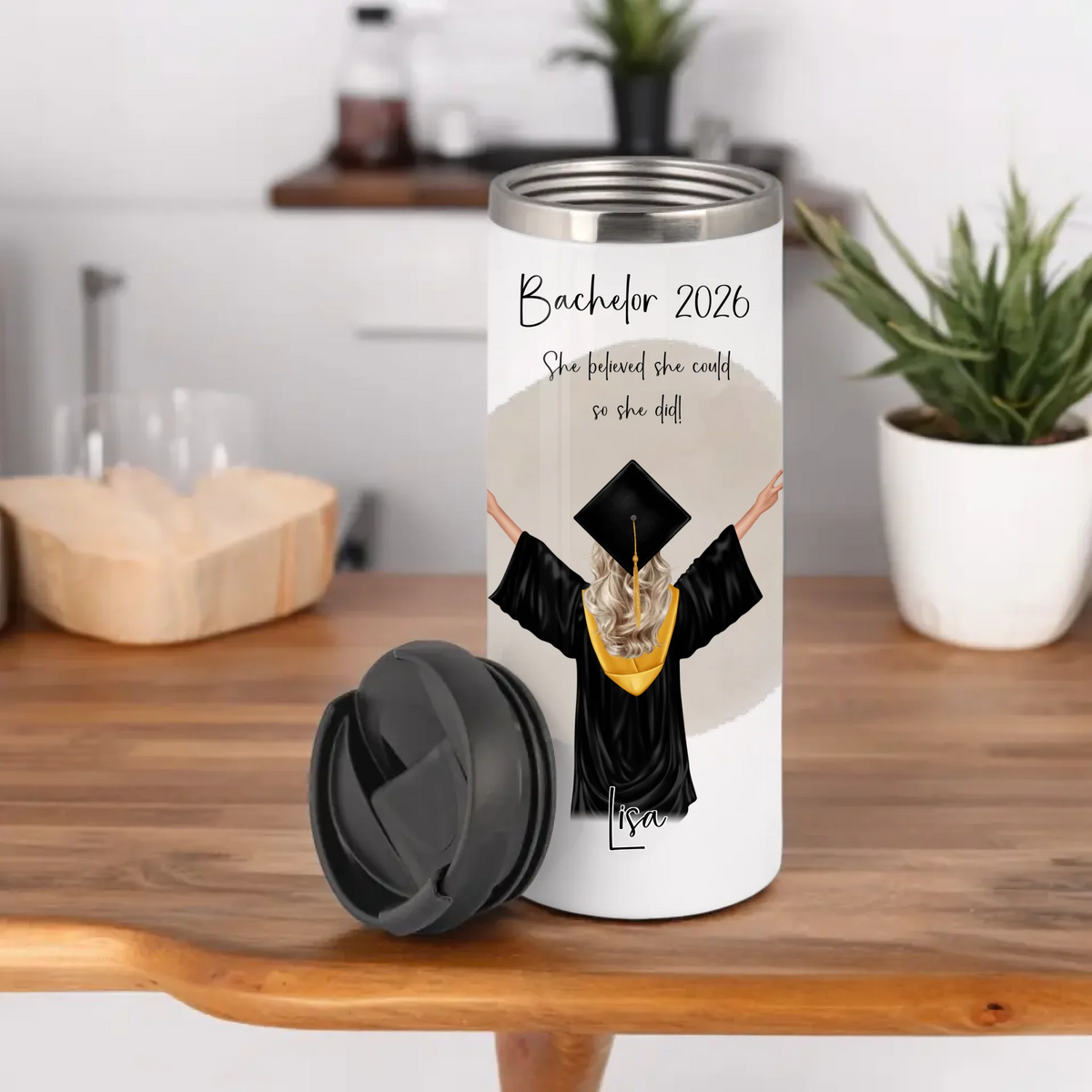 Personalisierte Abschluss Tasse / Thermobecher | Bachelor | Master | Doktor Geschenk | Promotion | Abi