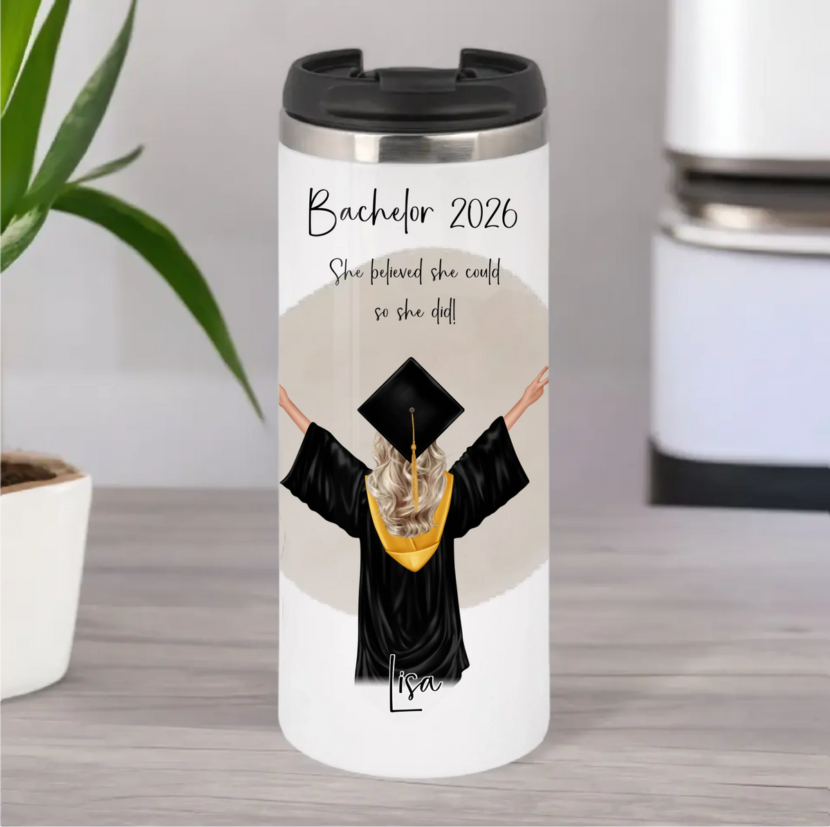 Personalisierte Abschluss Tasse / Thermobecher | Bachelor | Master | Doktor Geschenk | Promotion | Abi
