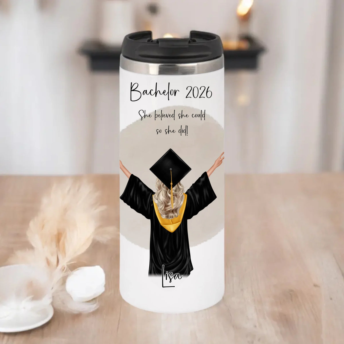 Personalisierte Abschluss Tasse / Thermobecher | Bachelor | Master | Doktor Geschenk | Promotion | Abi