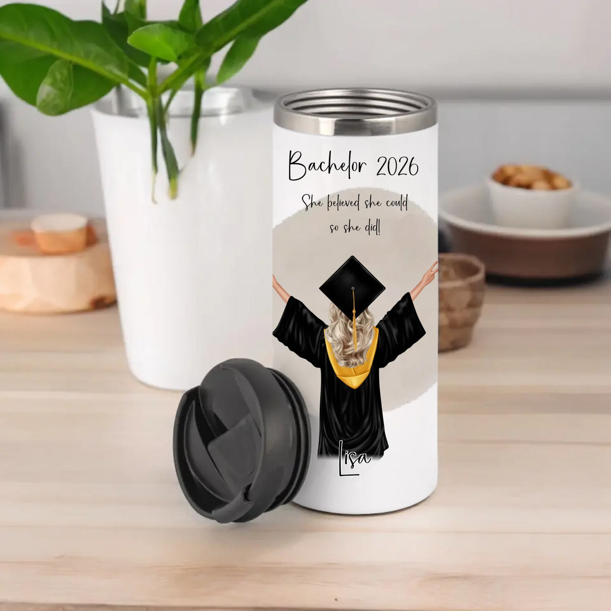 Personalisierte Abschluss Tasse / Thermobecher | Bachelor | Master | Doktor Geschenk | Promotion | Abi