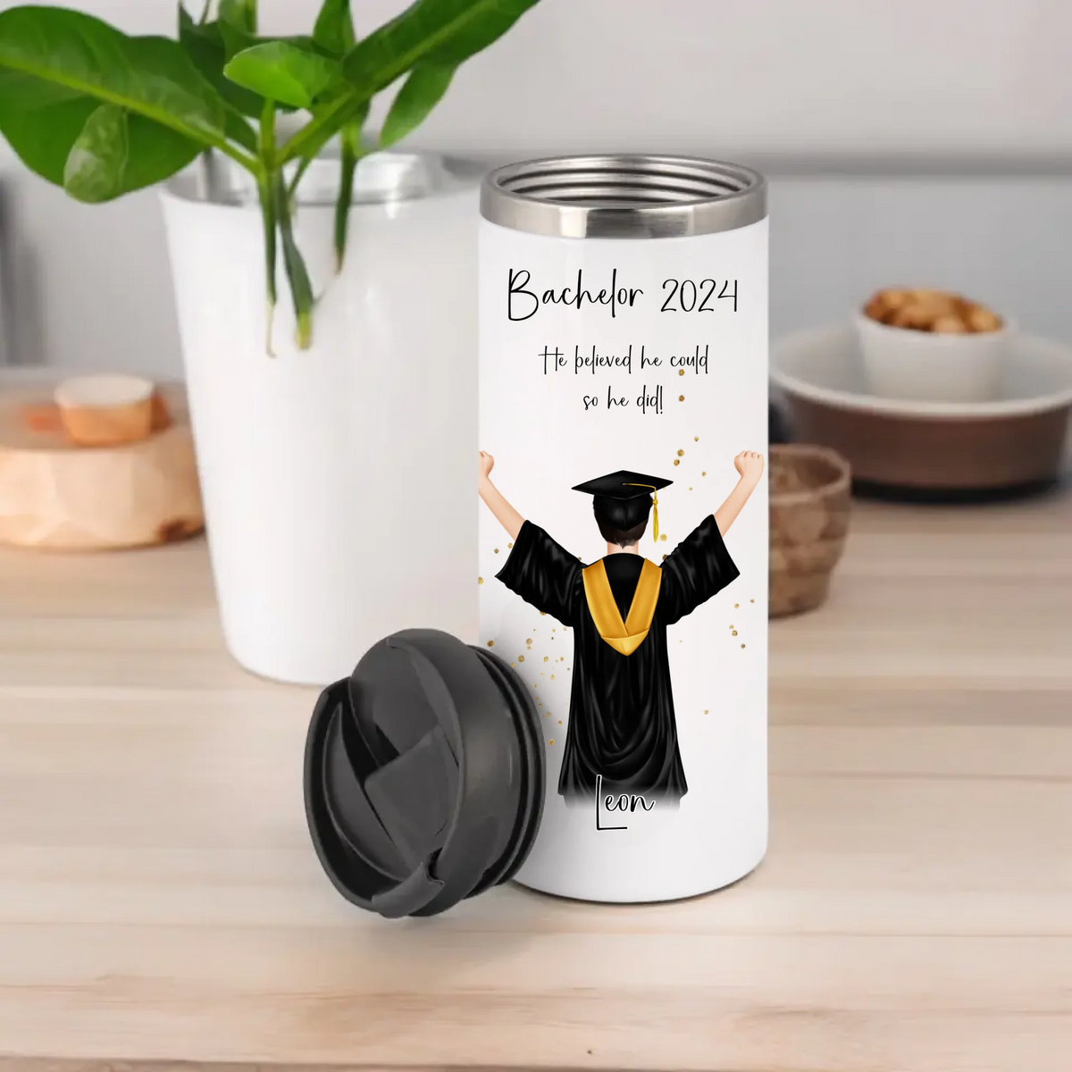 Personalisierte Abschluss Tasse / Thermobecher