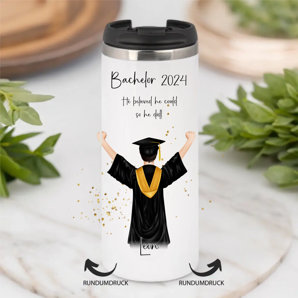 Personalisierte Abschluss Tasse / Thermobecher