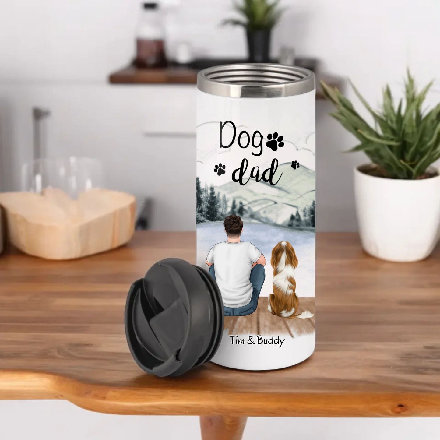 Frau/Mann mit Hund/Katze Haustier Tasse / Thermobecher
