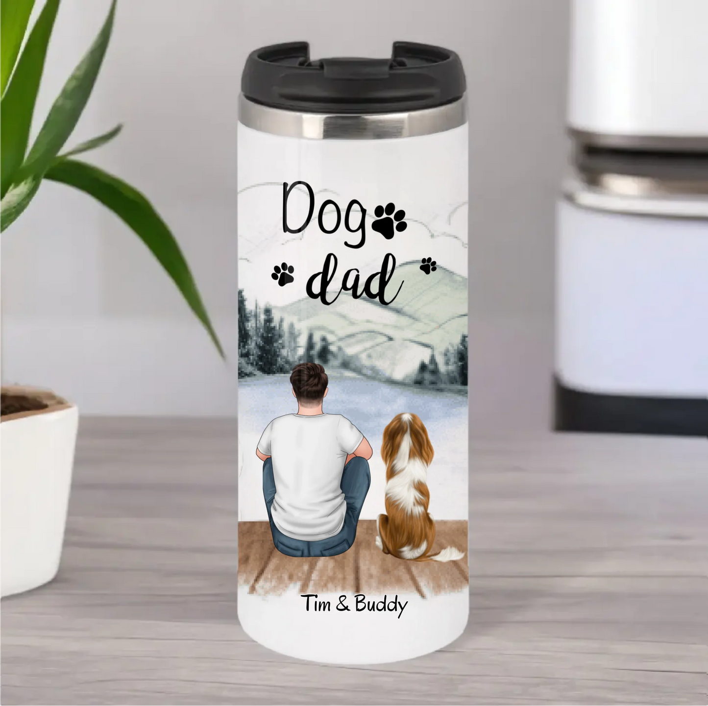 Frau/Mann mit Hund/Katze Haustier Tasse / Thermobecher