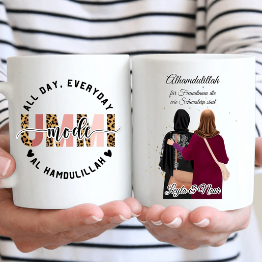 Personalisierte Freundin Kopftuch, Geschenk Freundin Hijab - 2-4 Freundinnen Tasse / Thermobecher