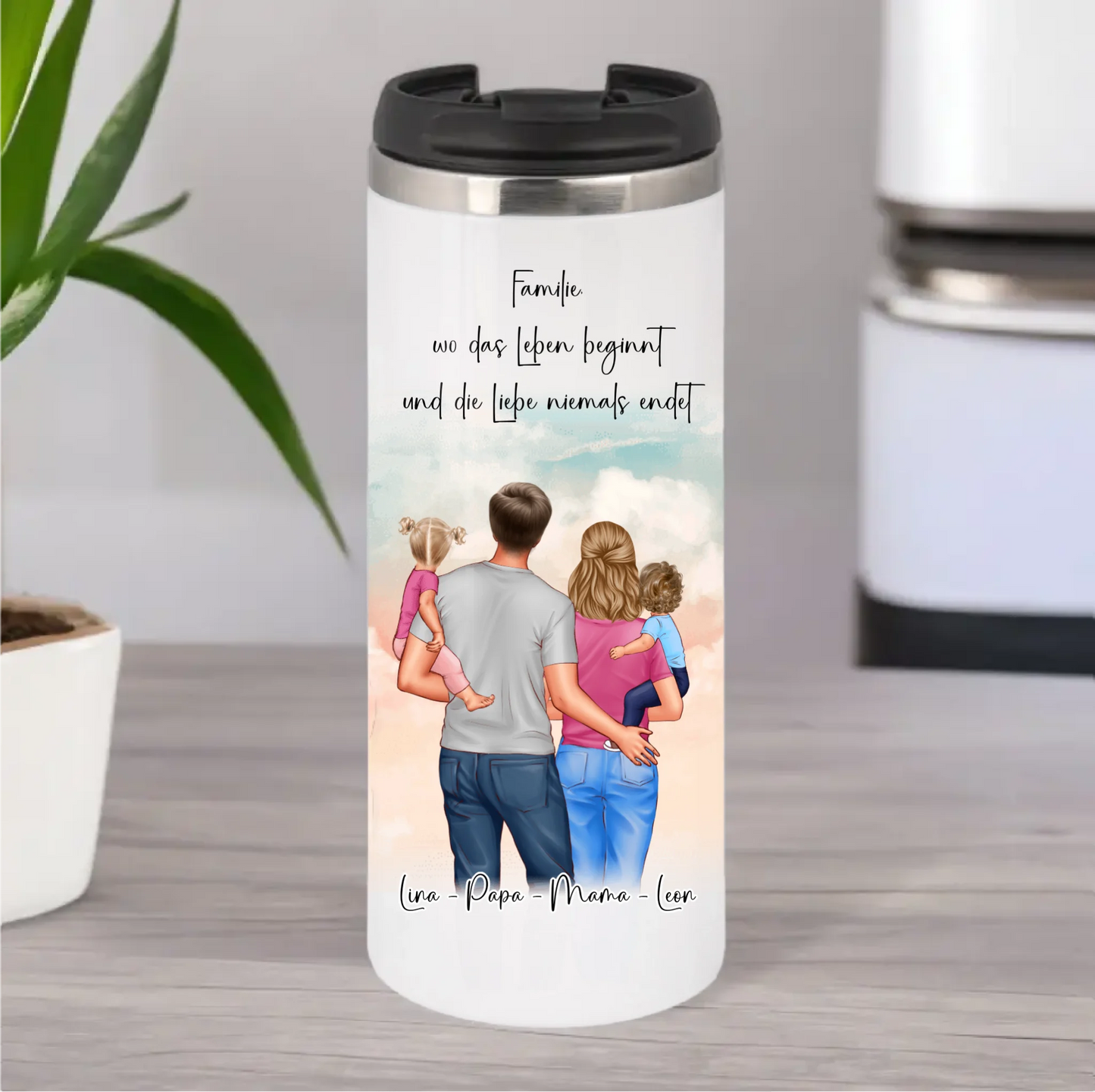 Papa, Mama und 1 oder 2 Babys Tasse / Thermobecher