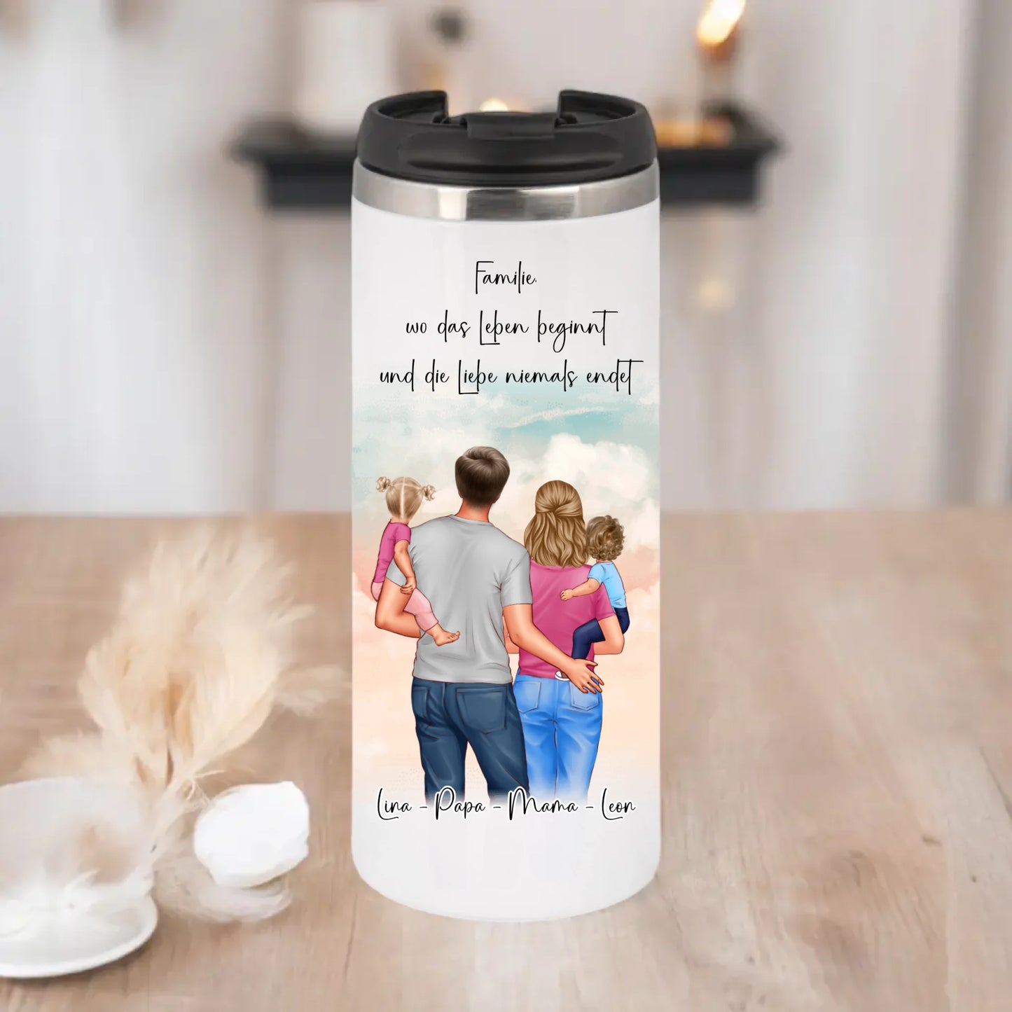 Papa, Mama und 1 oder 2 Babys Tasse / Thermobecher