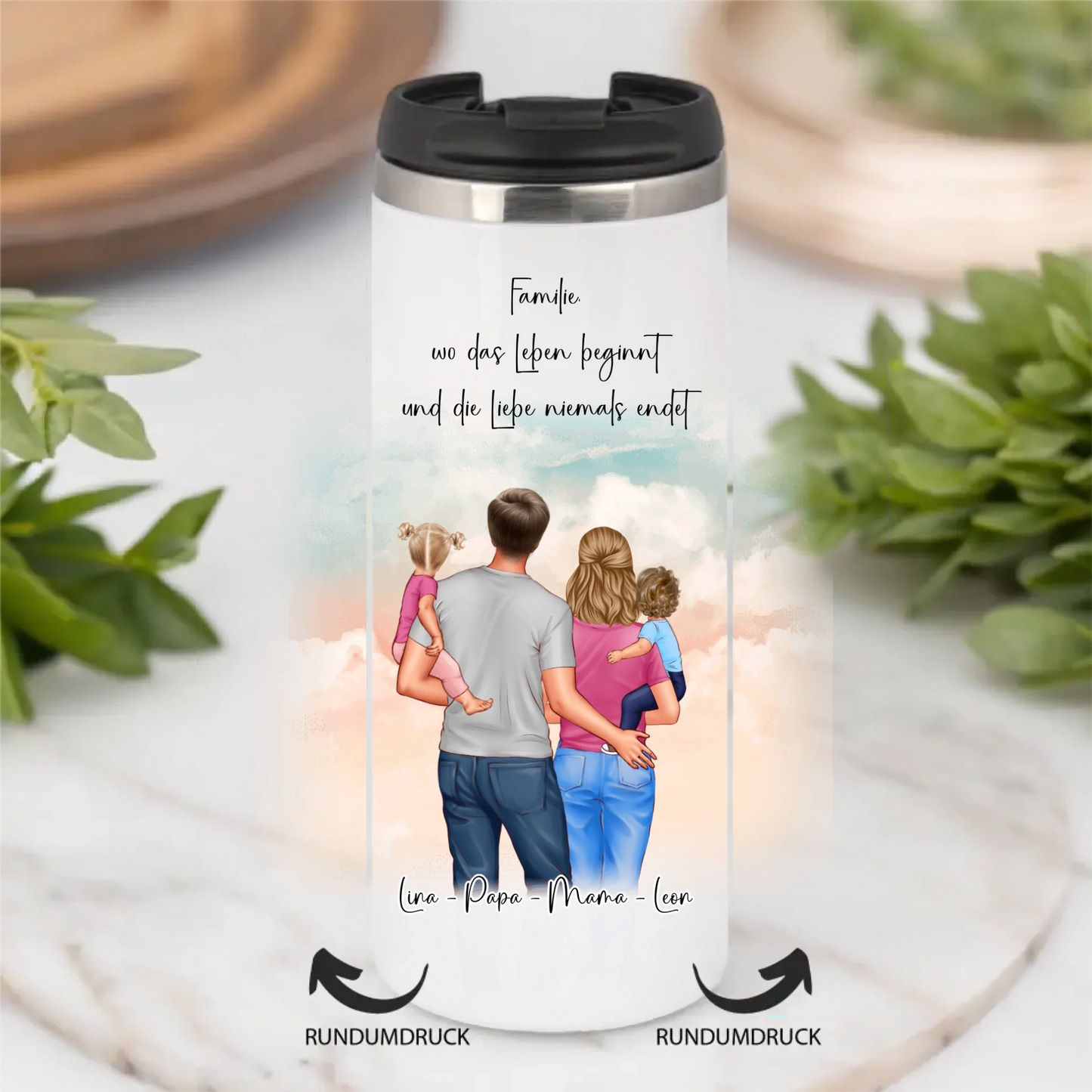 Papa, Mama und 1 oder 2 Babys Tasse / Thermobecher