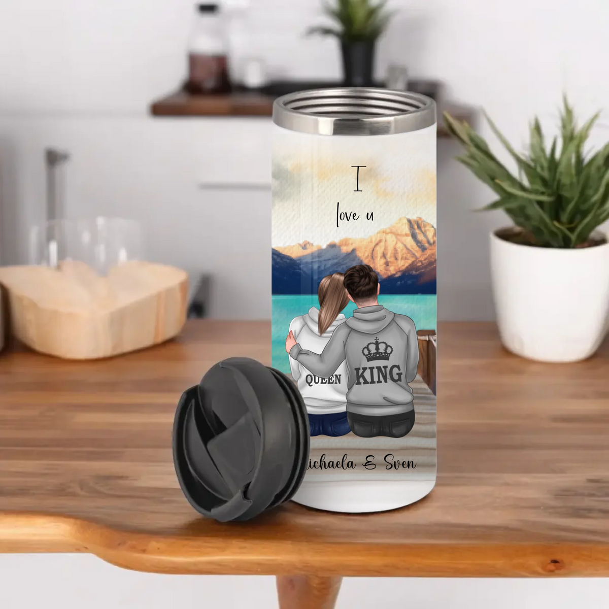 King & Queen Personalisierte Paar Tasse / Thermobecher
