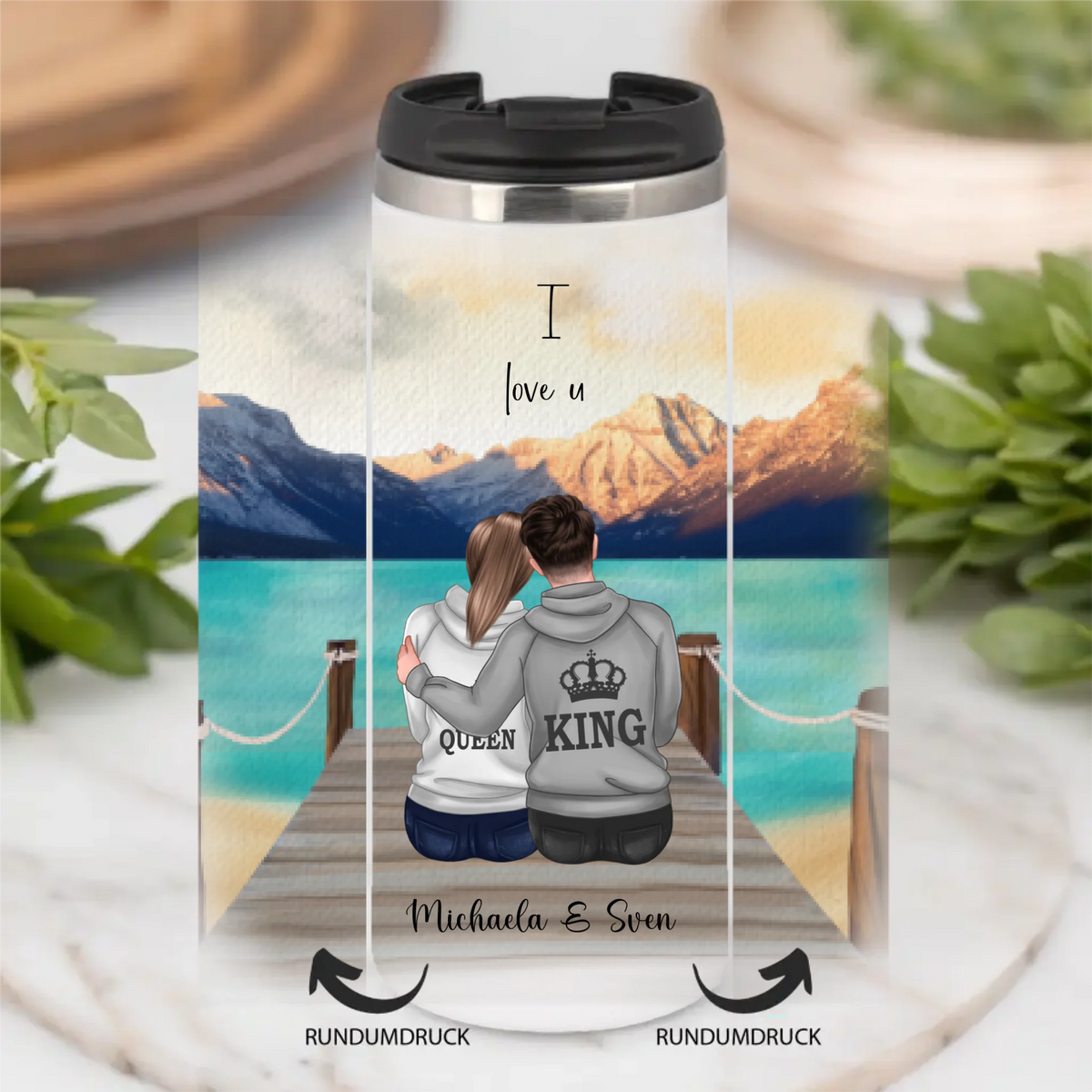 King & Queen Personalisierte Paar Tasse / Thermobecher