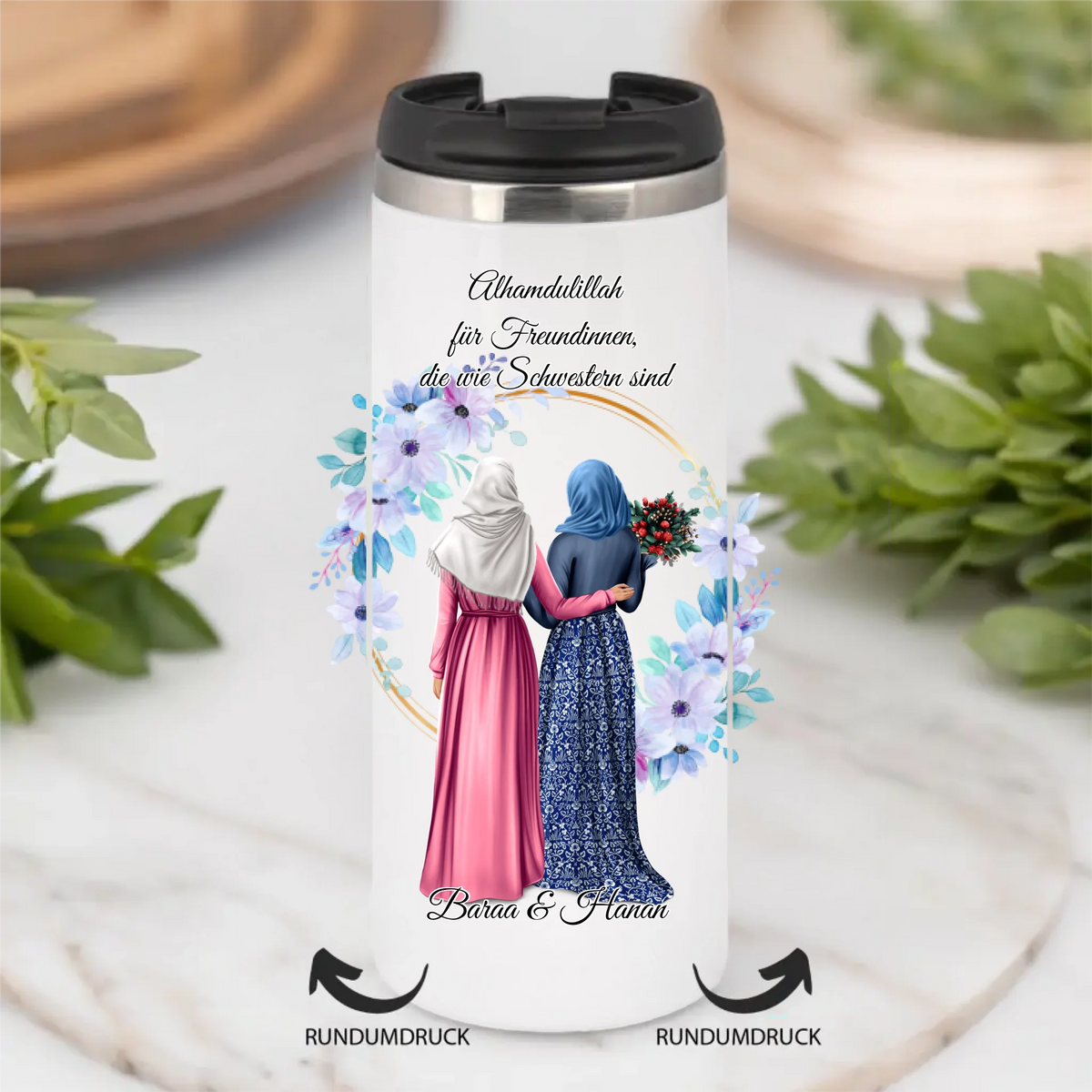 Freundinnen Tasse / Thermobecher mit Kopftuch & Haare  2-6 Freundinnen