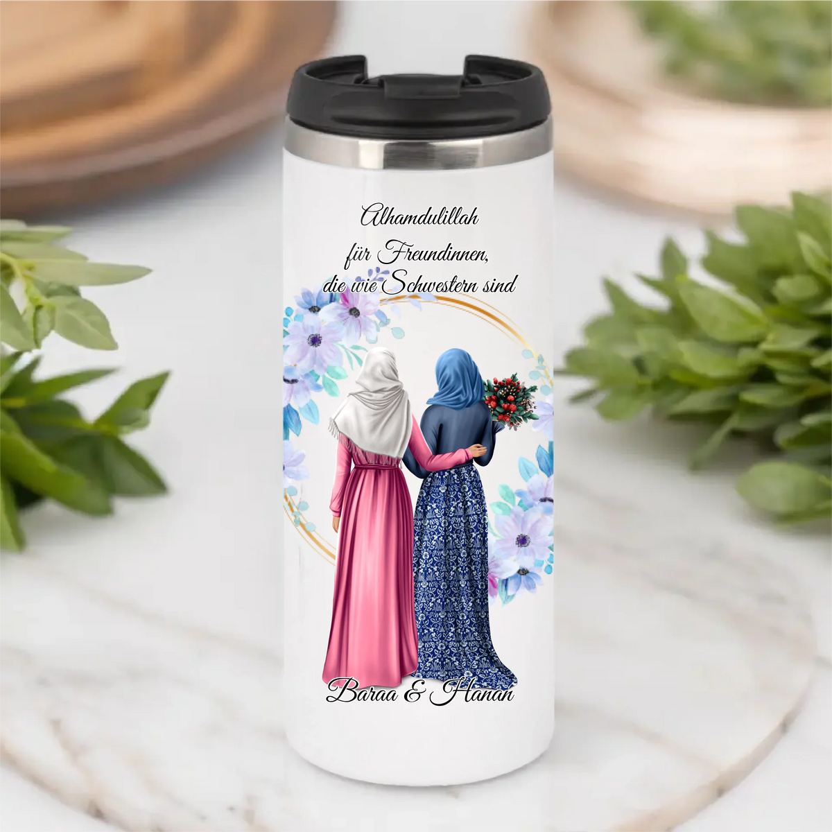 Freundinnen Tasse / Thermobecher mit Kopftuch & Haare  2-6 Freundinnen