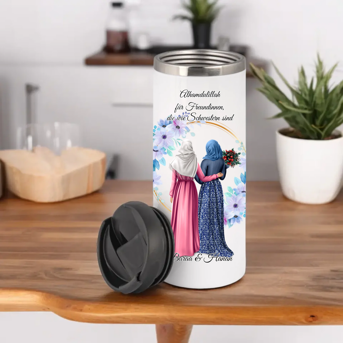 Freundinnen Tasse / Thermobecher mit Kopftuch & Haare  2-6 Freundinnen