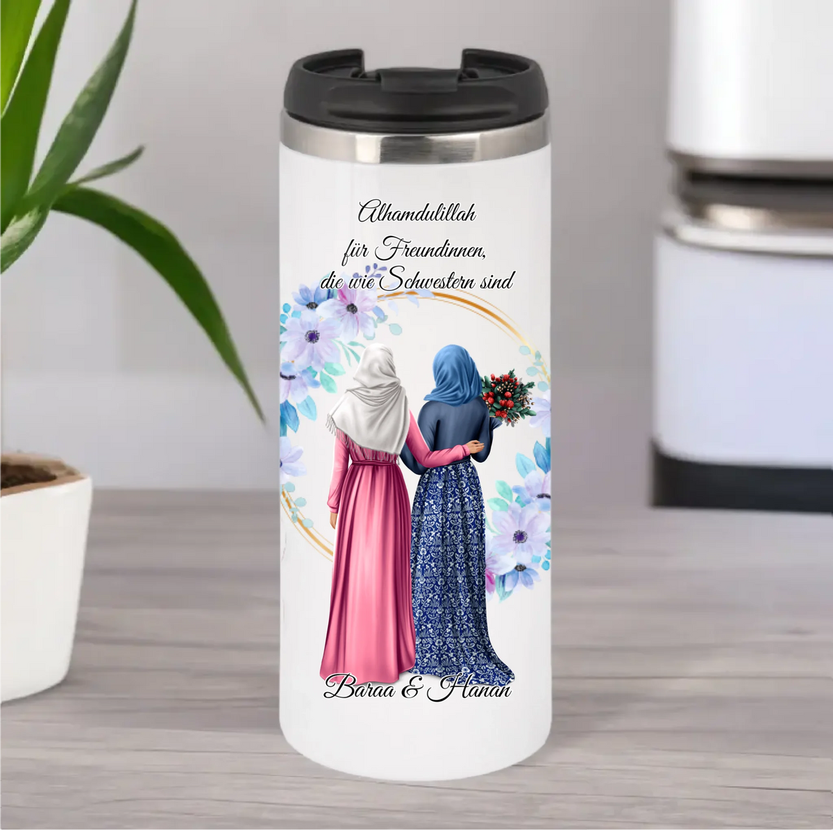 Freundinnen Tasse / Thermobecher mit Kopftuch & Haare  2-6 Freundinnen