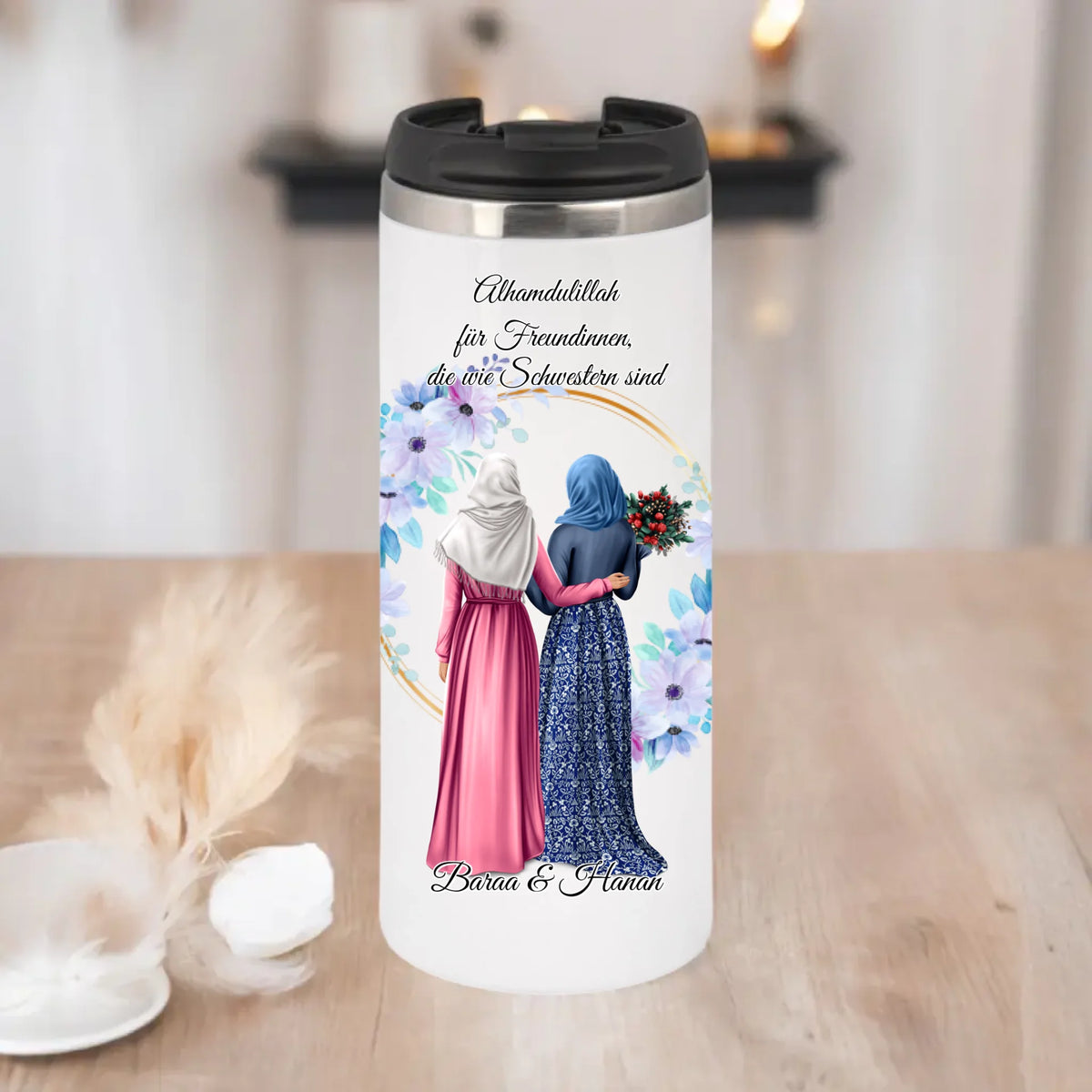 Freundinnen Tasse / Thermobecher mit Kopftuch & Haare  2-6 Freundinnen