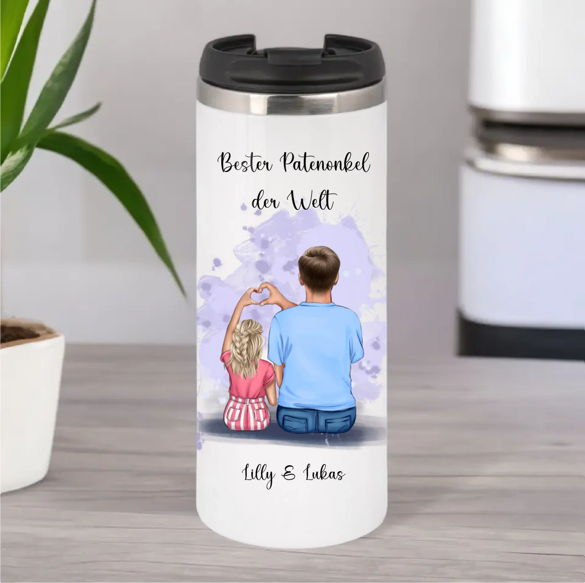 Patenonkel/ Patentante mit Kind Tasse / Thermobecher