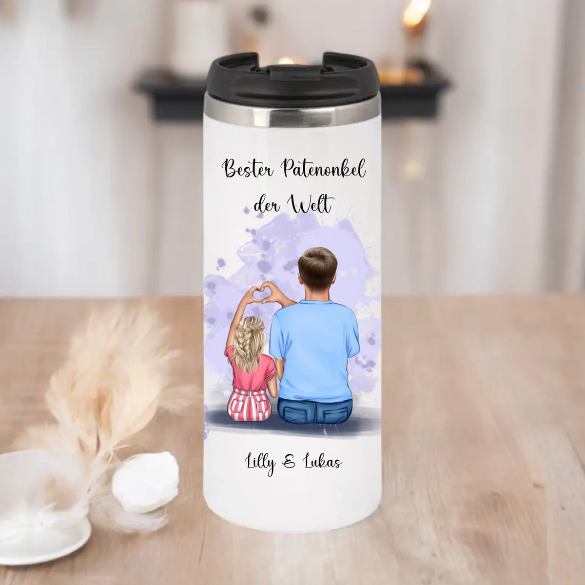 Patenonkel/ Patentante mit Kind Tasse / Thermobecher