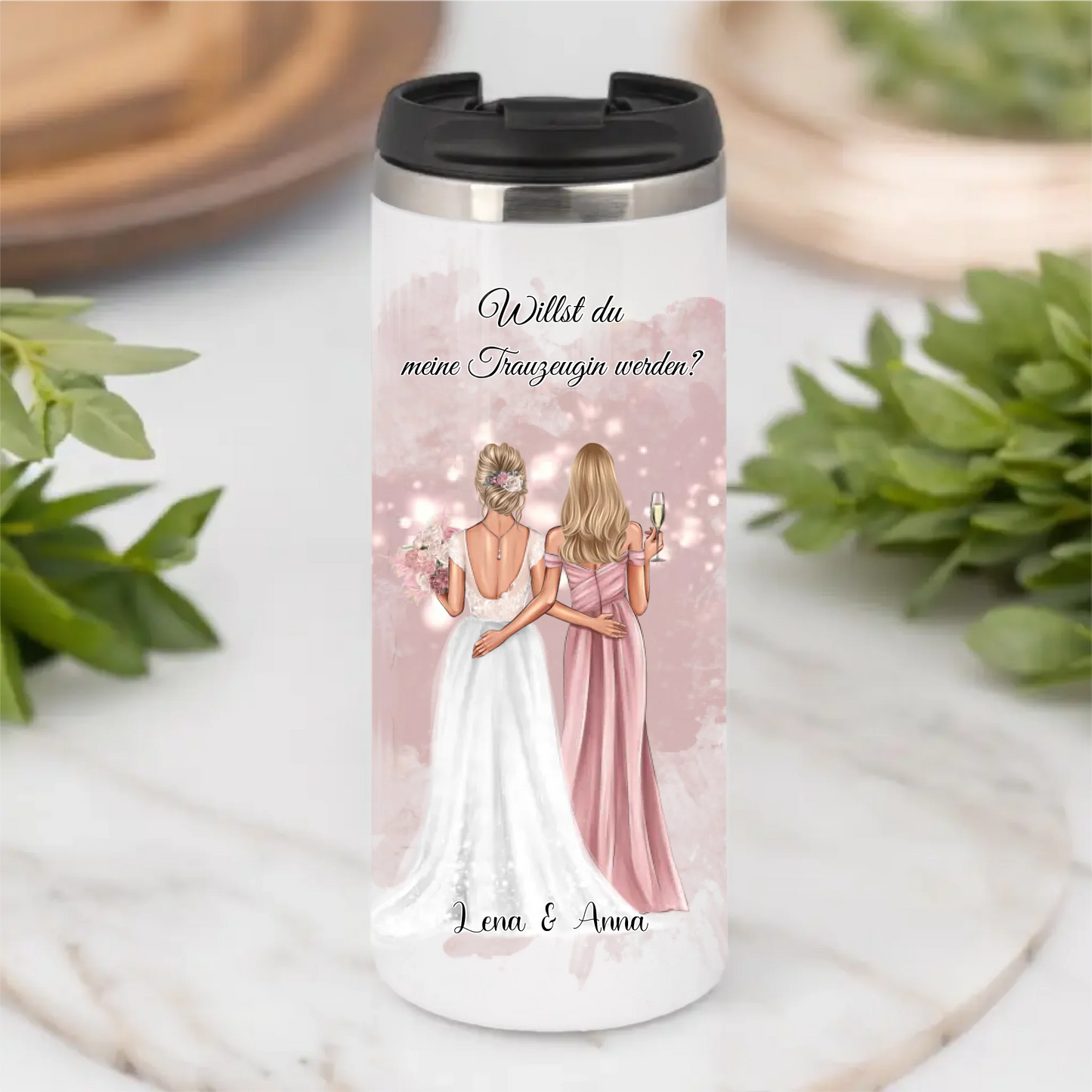 Braut & Trauzeugin Tasse / Thermobecher