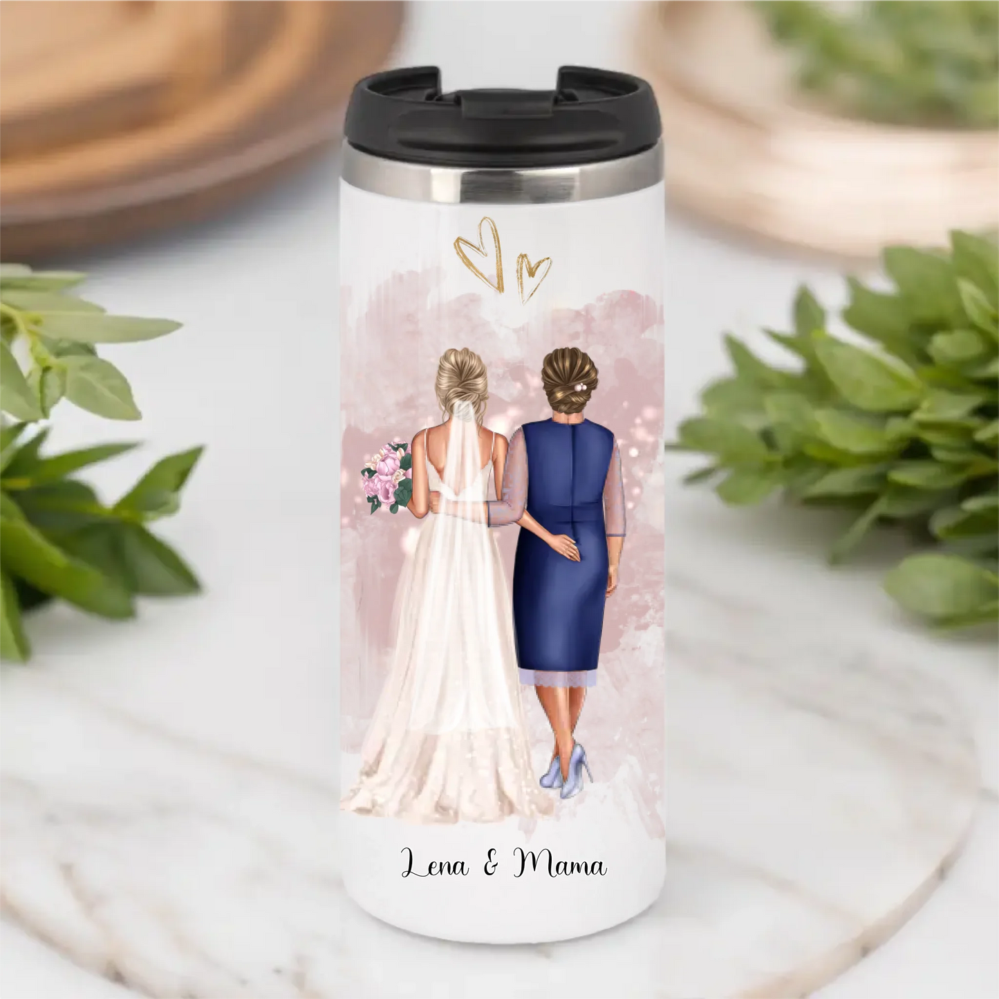 Braut & Mutter Tasse / Thermobecher Personalisiert