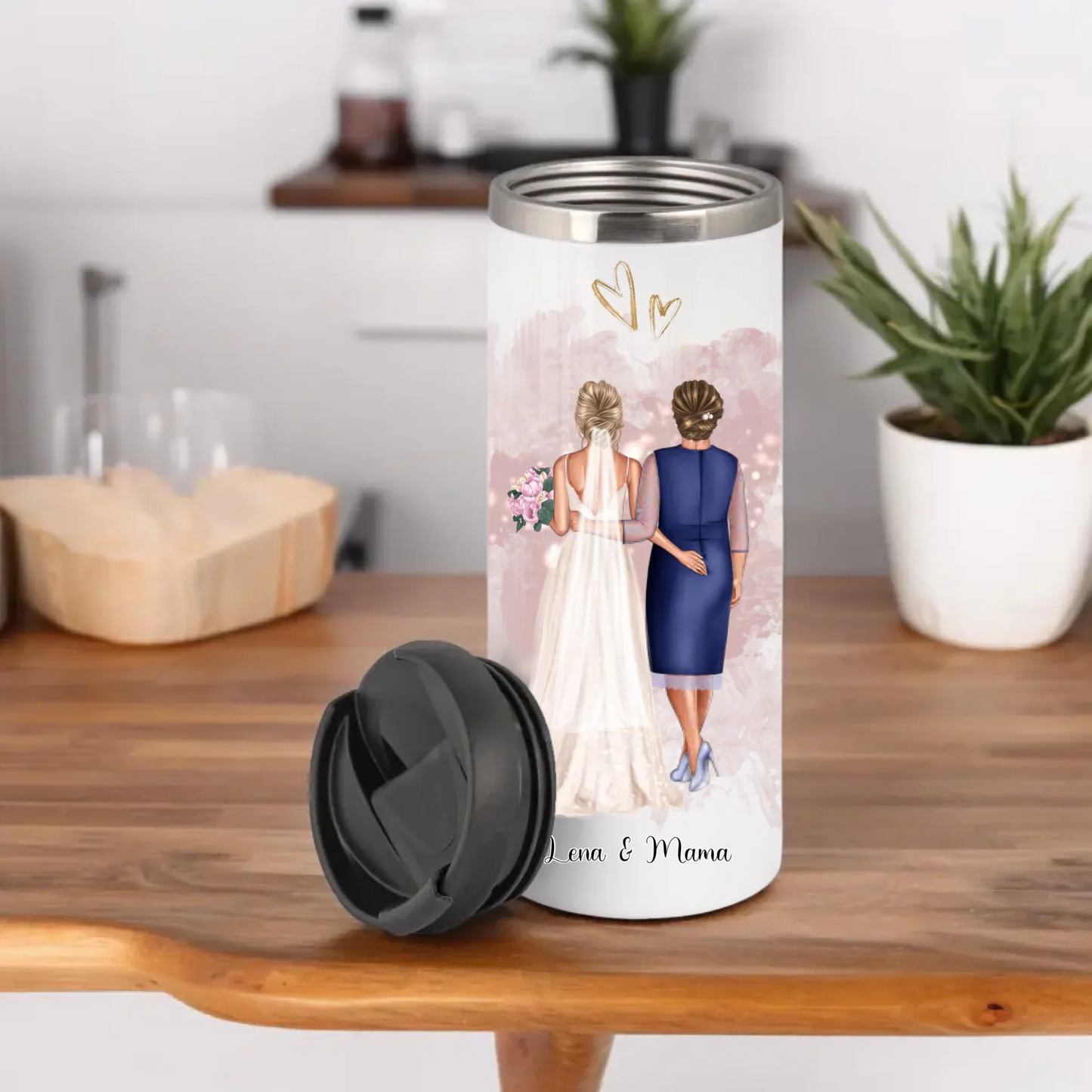 Braut & Mutter Tasse / Thermobecher Personalisiert