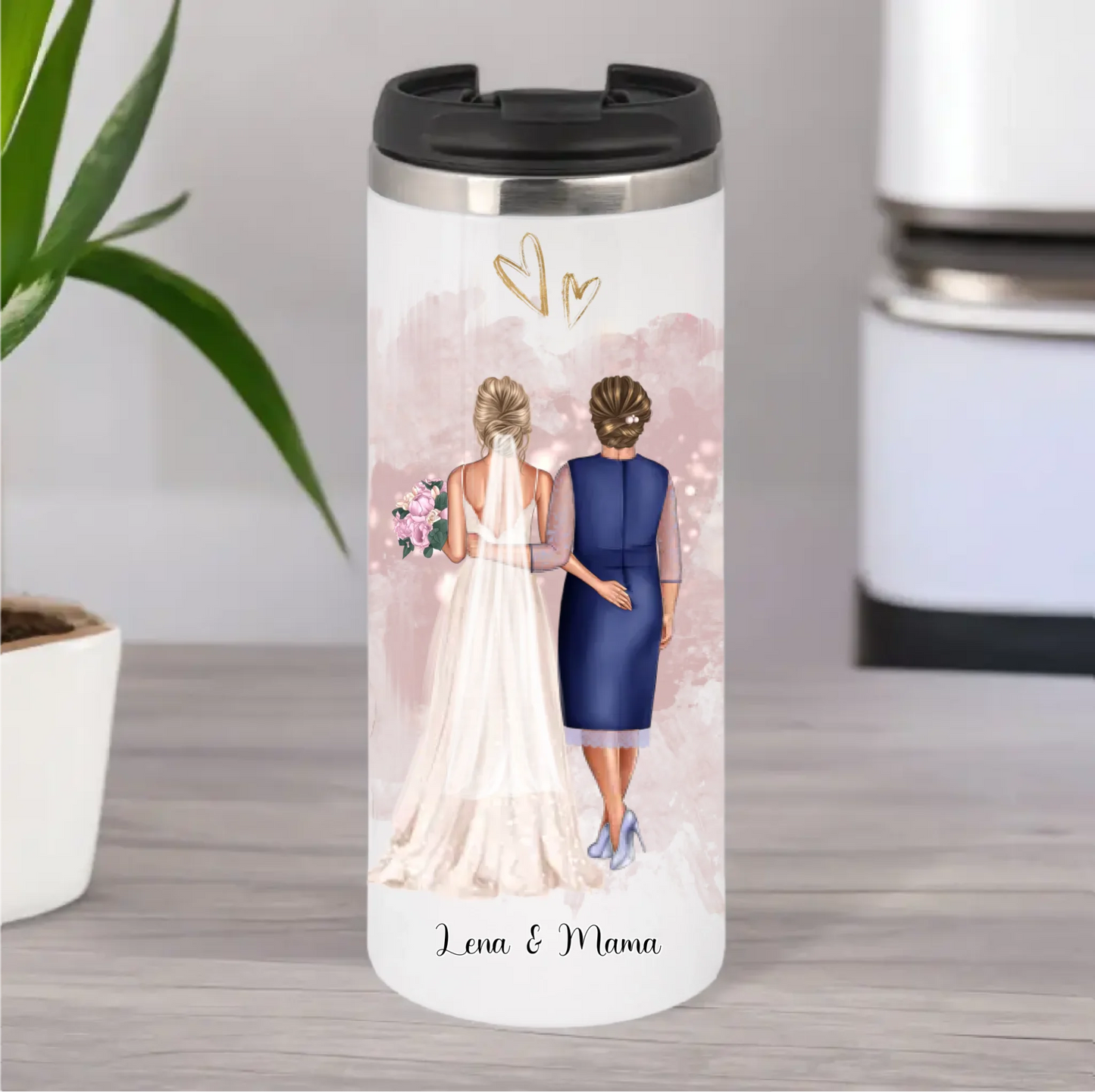 Braut & Mutter Tasse / Thermobecher Personalisiert