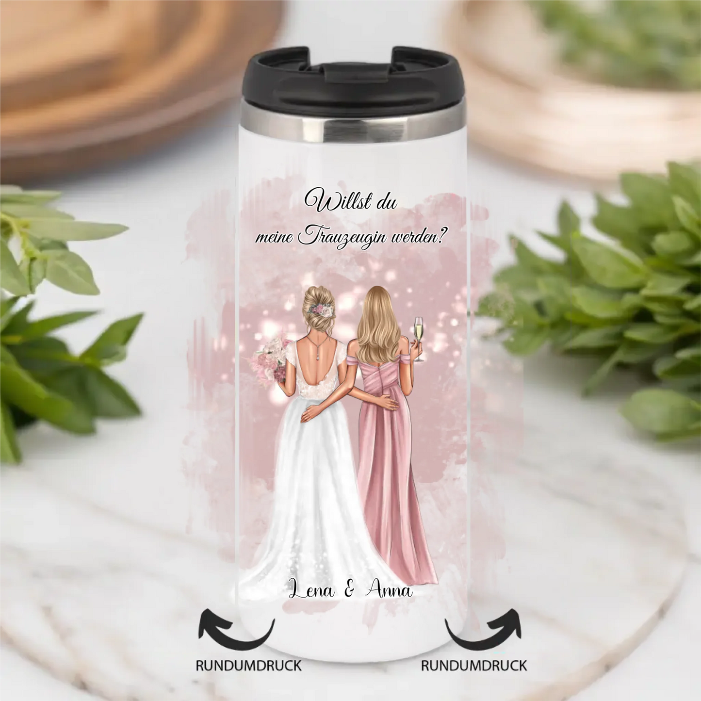 Braut & Trauzeugin Tasse / Thermobecher