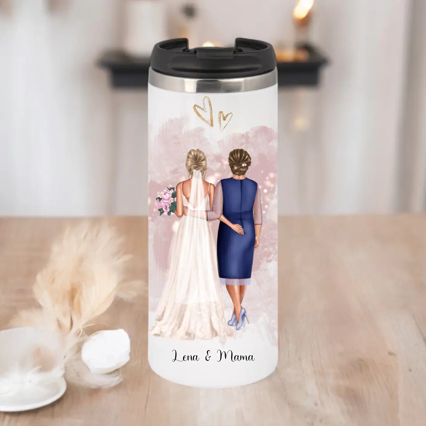 Braut & Mutter Tasse / Thermobecher Personalisiert