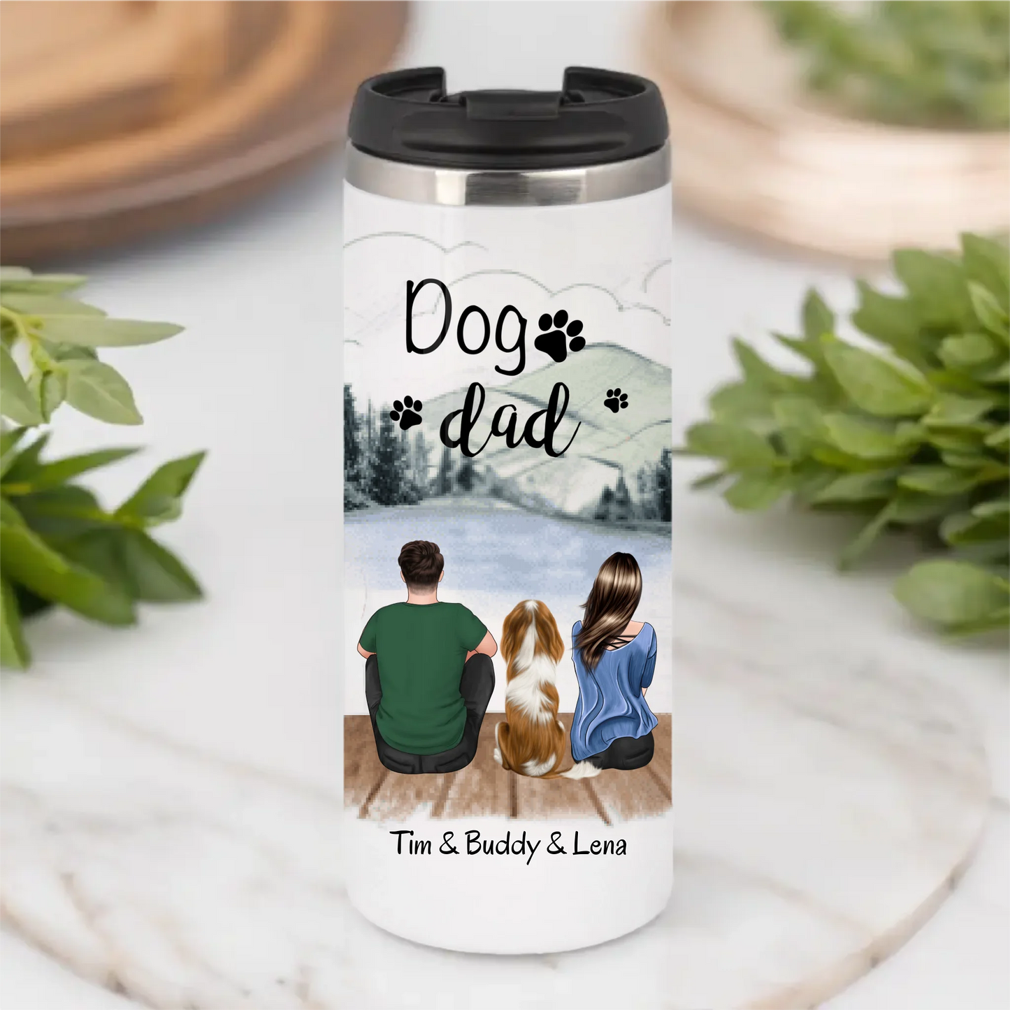 Mann & Frau + 1-2 Haustiere Tasse / Thermobecher