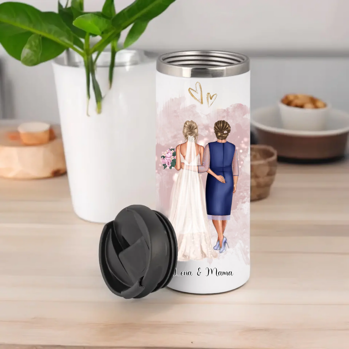 Braut & Mutter Tasse / Thermobecher Personalisiert