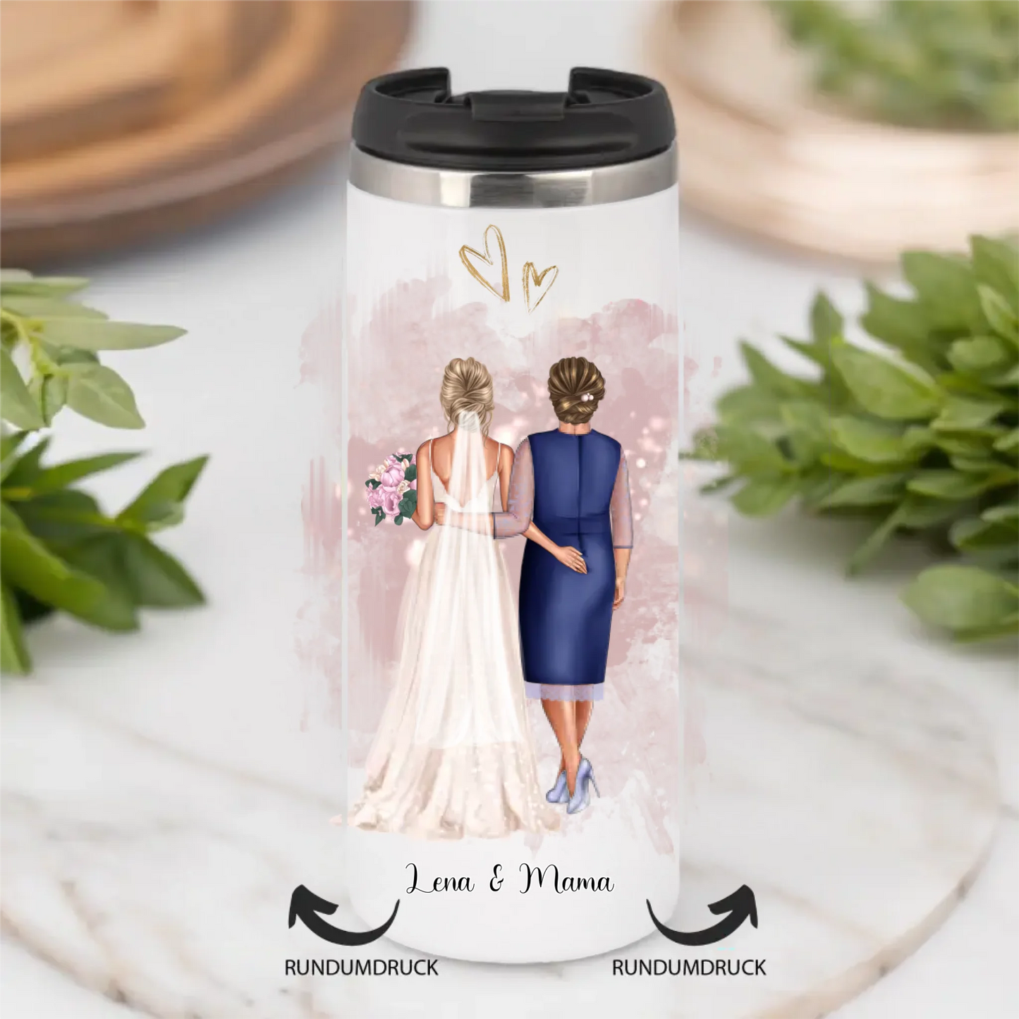 Braut & Mutter Tasse / Thermobecher Personalisiert