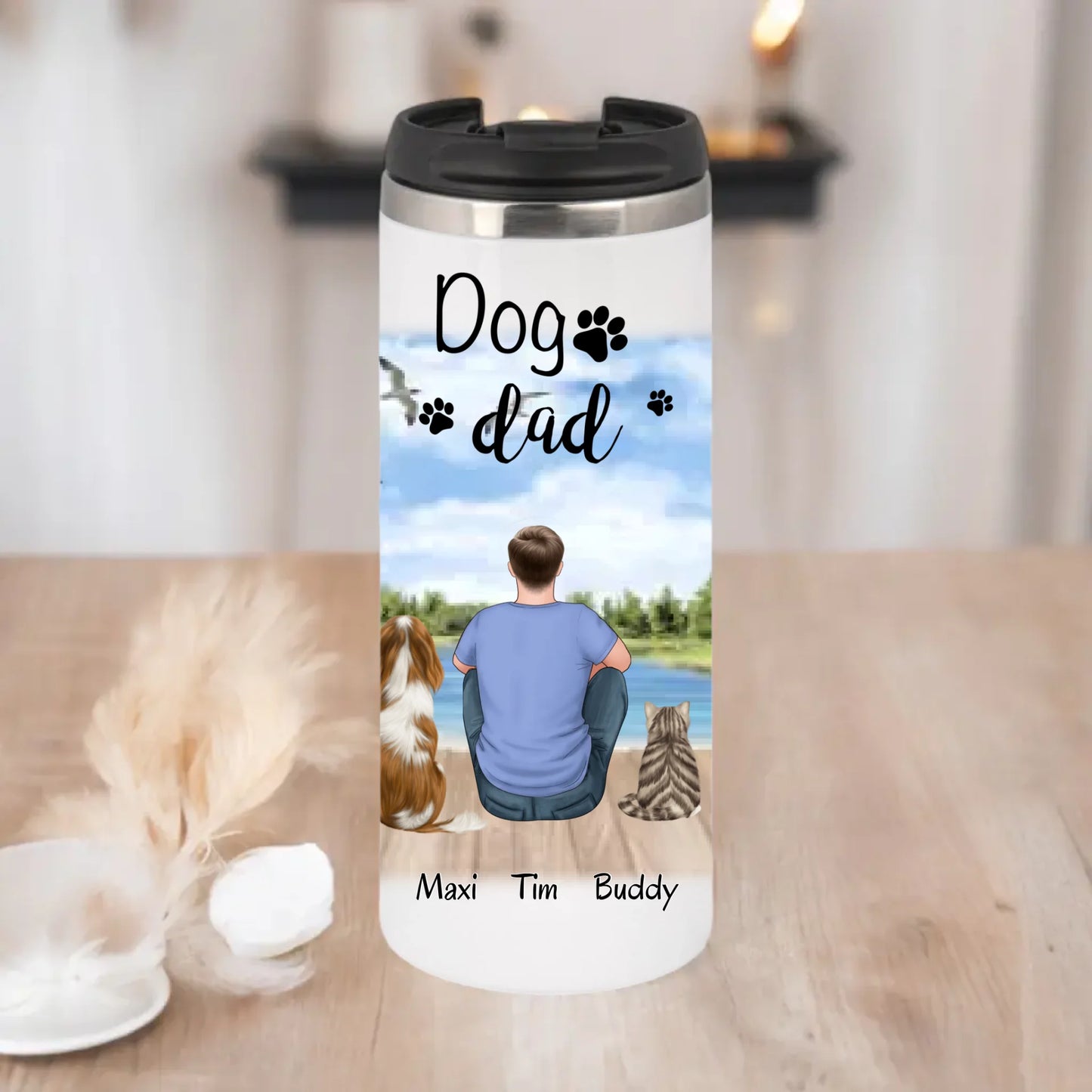 Mann/Frau mit 2 Haustieren Tasse / Thermobecher