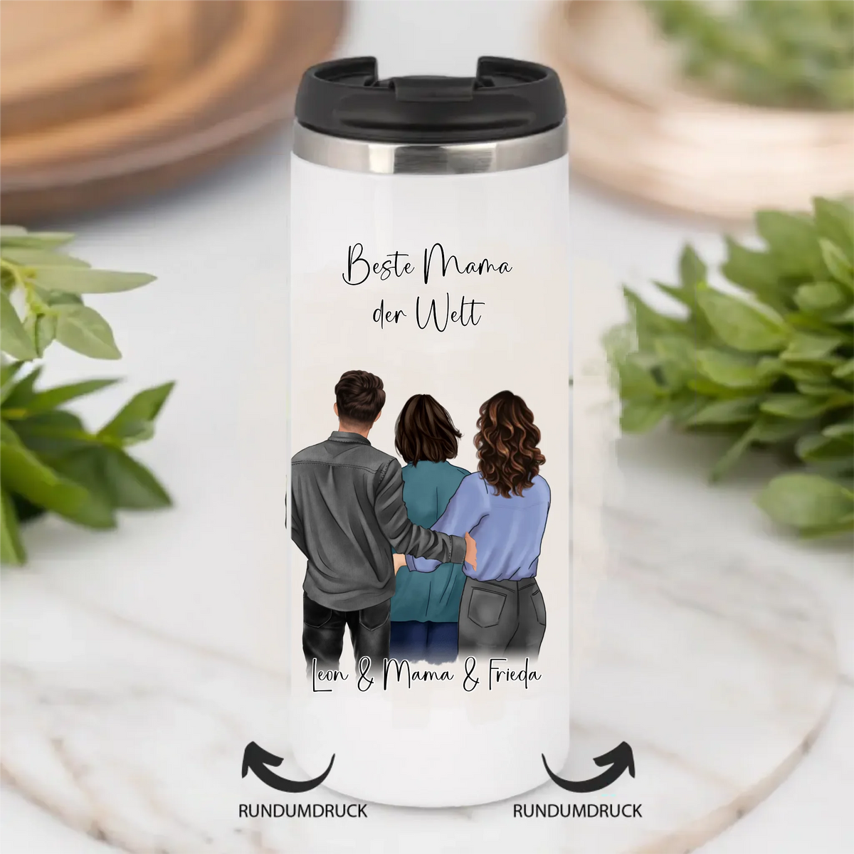 Mama mit Sohn & 1-2 Töchter Tasse / Thermobecher