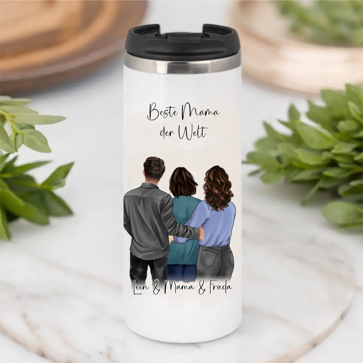 Mama mit Sohn & 1-2 Töchter Tasse / Thermobecher